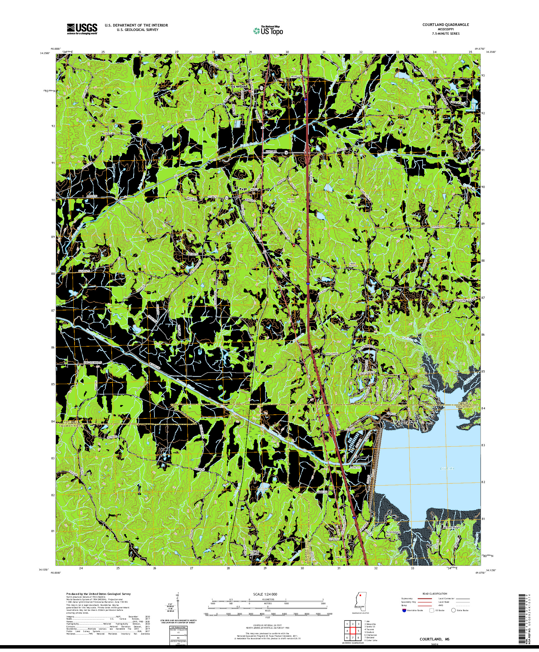 USGS US TOPO 7.5-MINUTE MAP FOR COURTLAND, MS 2021