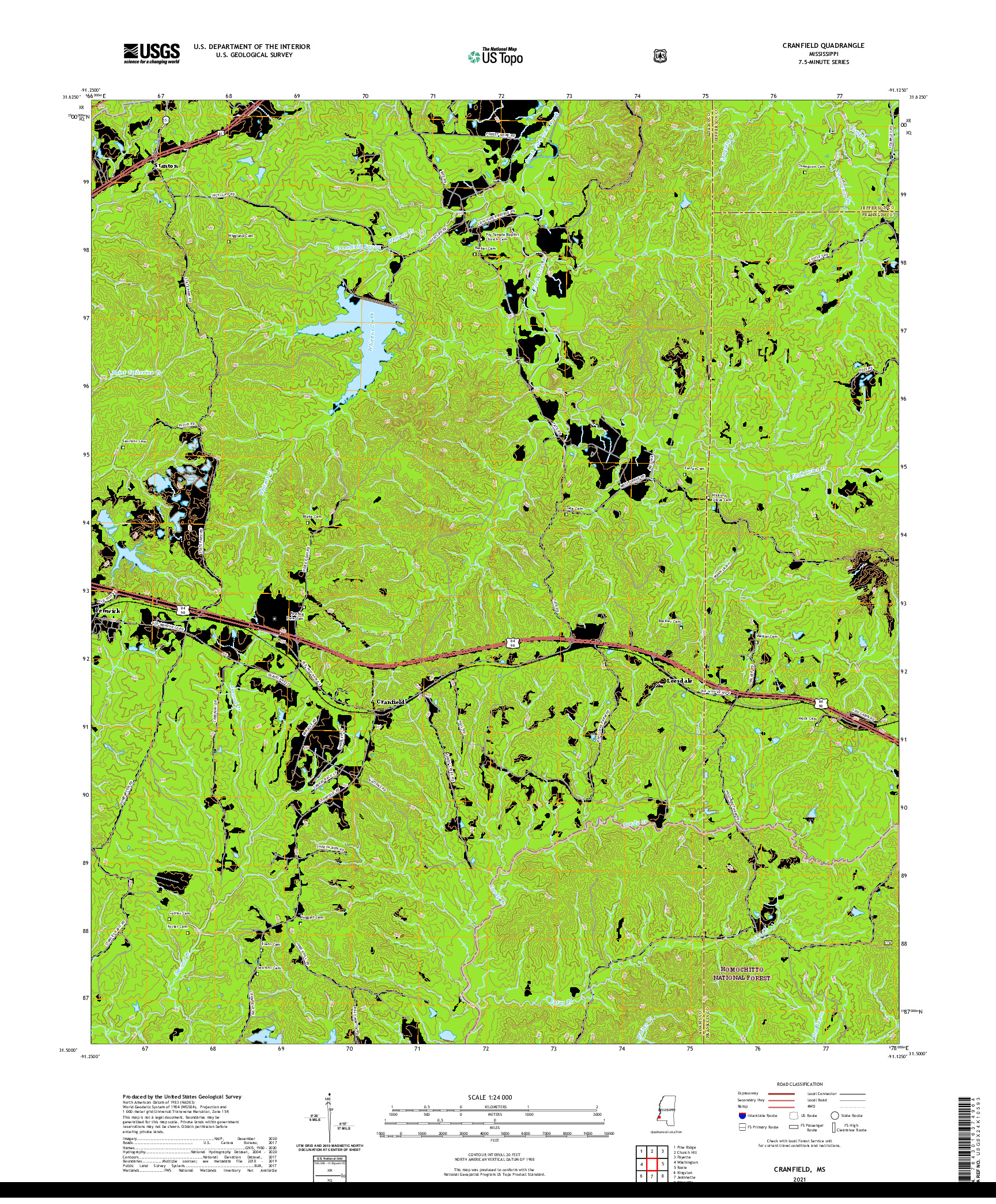 USGS US TOPO 7.5-MINUTE MAP FOR CRANFIELD, MS 2021