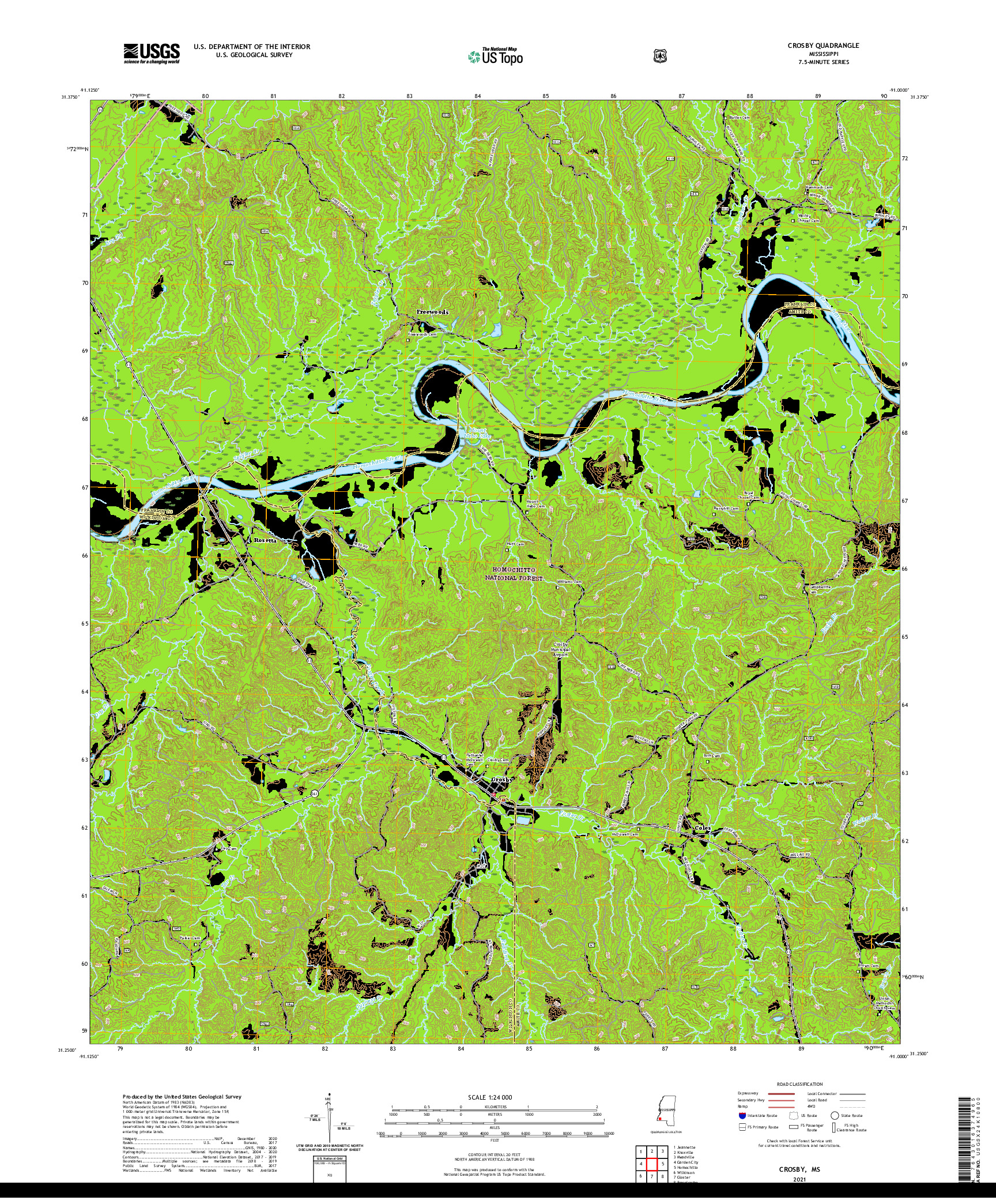 USGS US TOPO 7.5-MINUTE MAP FOR CROSBY, MS 2021