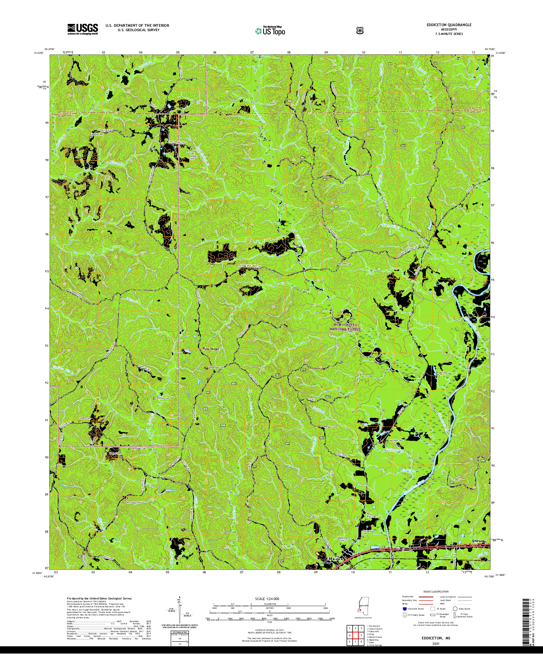 USGS US TOPO 7.5-MINUTE MAP FOR EDDICETON, MS 2021