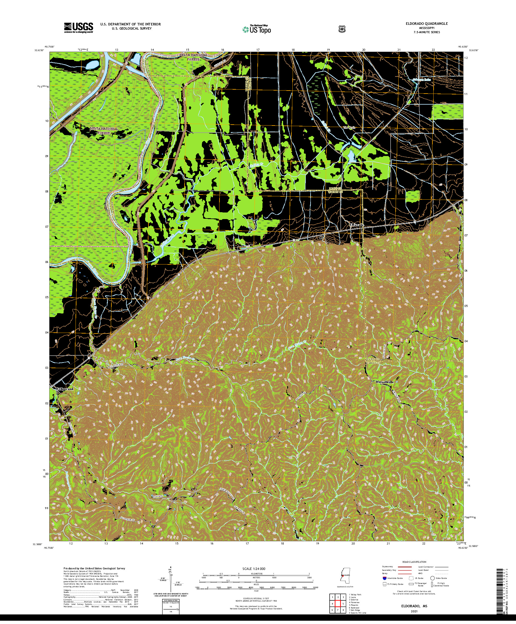 USGS US TOPO 7.5-MINUTE MAP FOR ELDORADO, MS 2021