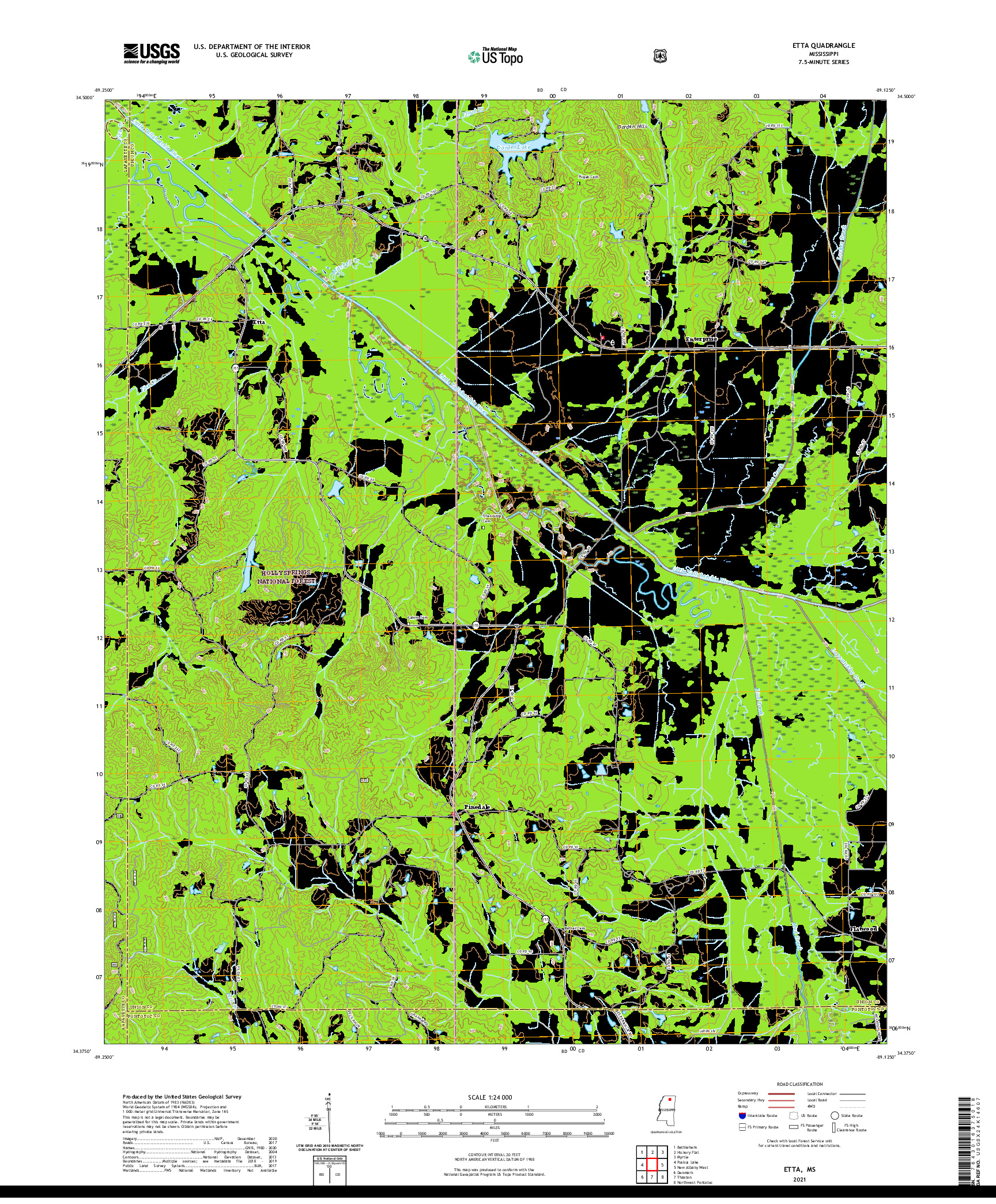 USGS US TOPO 7.5-MINUTE MAP FOR ETTA, MS 2021