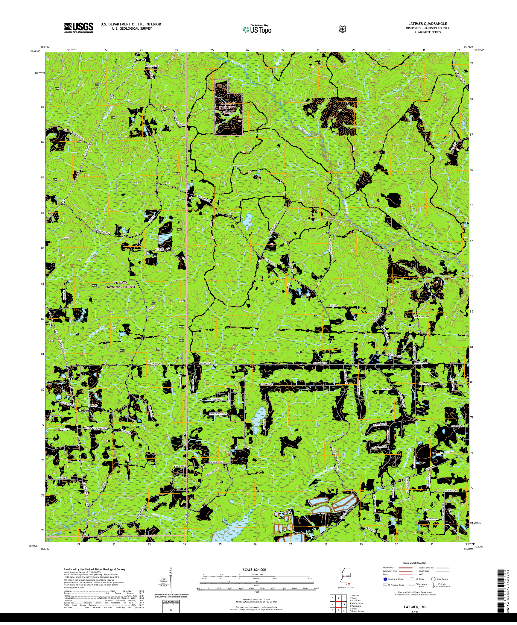 USGS US TOPO 7.5-MINUTE MAP FOR LATIMER, MS 2021