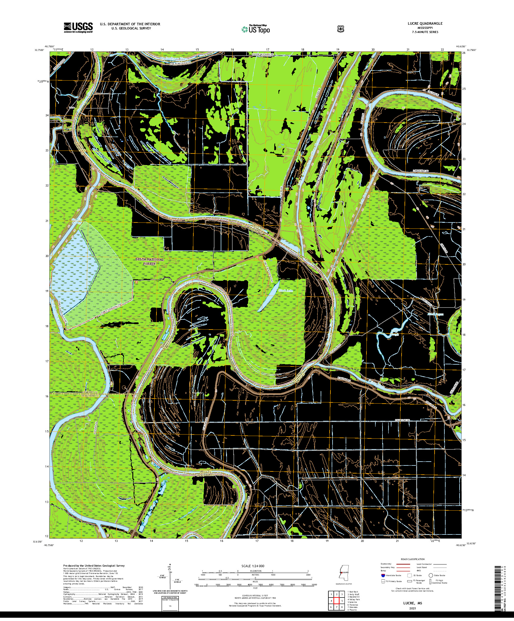 USGS US TOPO 7.5-MINUTE MAP FOR LUCRE, MS 2021