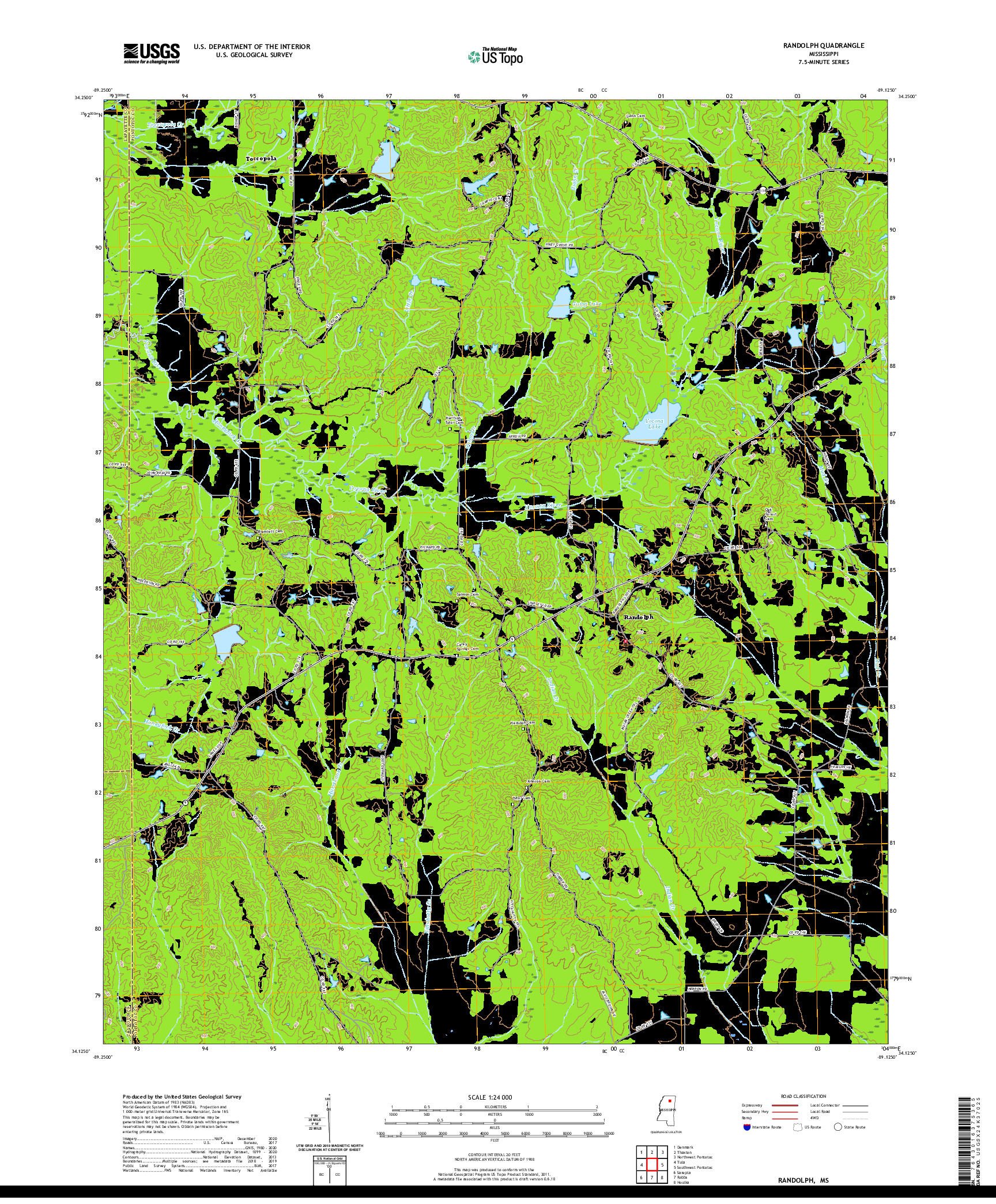 USGS US TOPO 7.5-MINUTE MAP FOR RANDOLPH, MS 2021