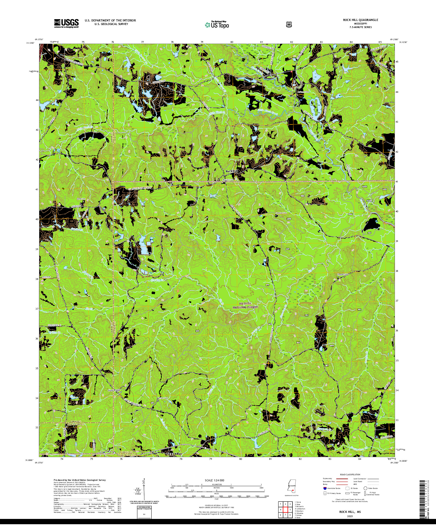 USGS US TOPO 7.5-MINUTE MAP FOR ROCK HILL, MS 2021