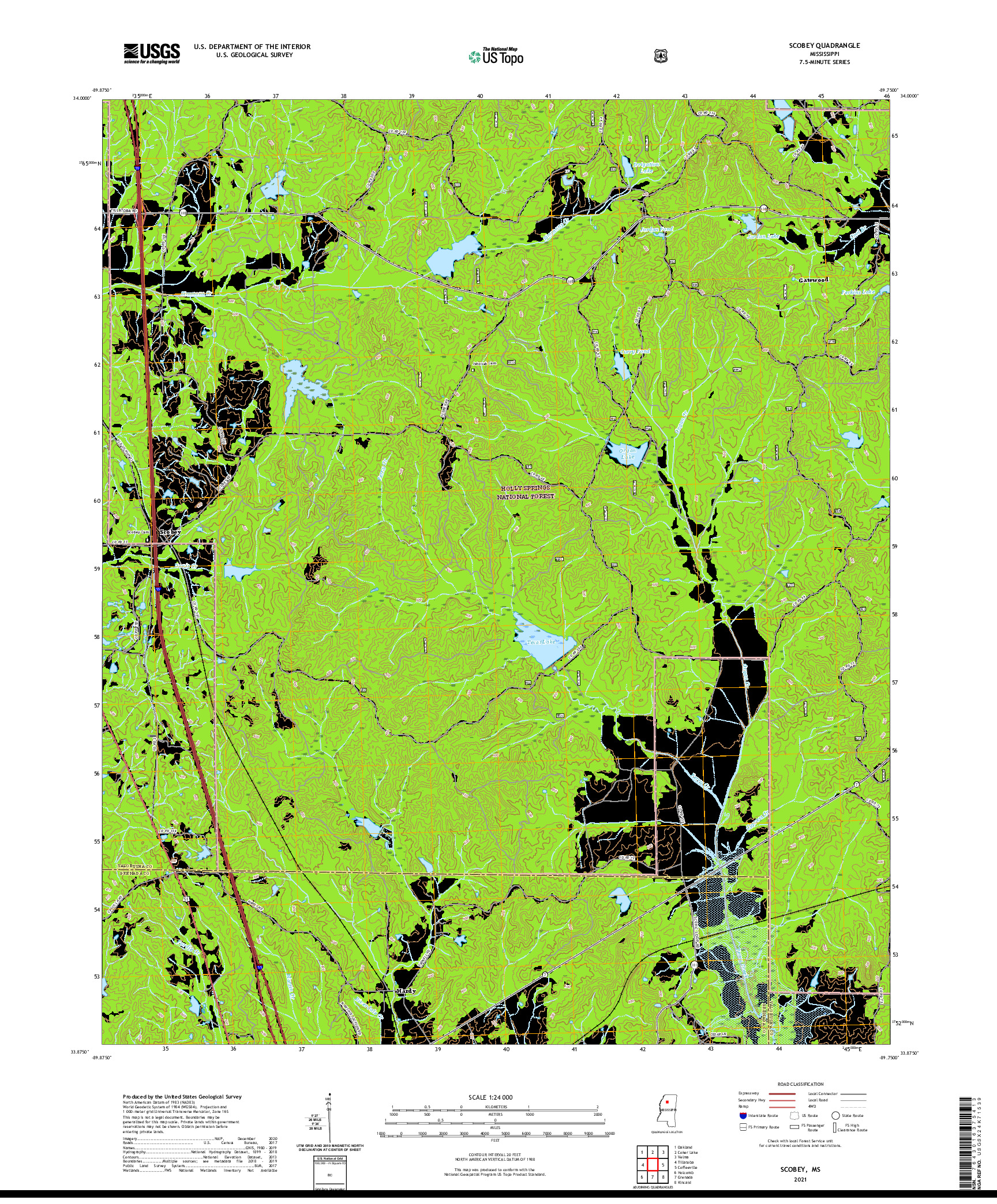 USGS US TOPO 7.5-MINUTE MAP FOR SCOBEY, MS 2021