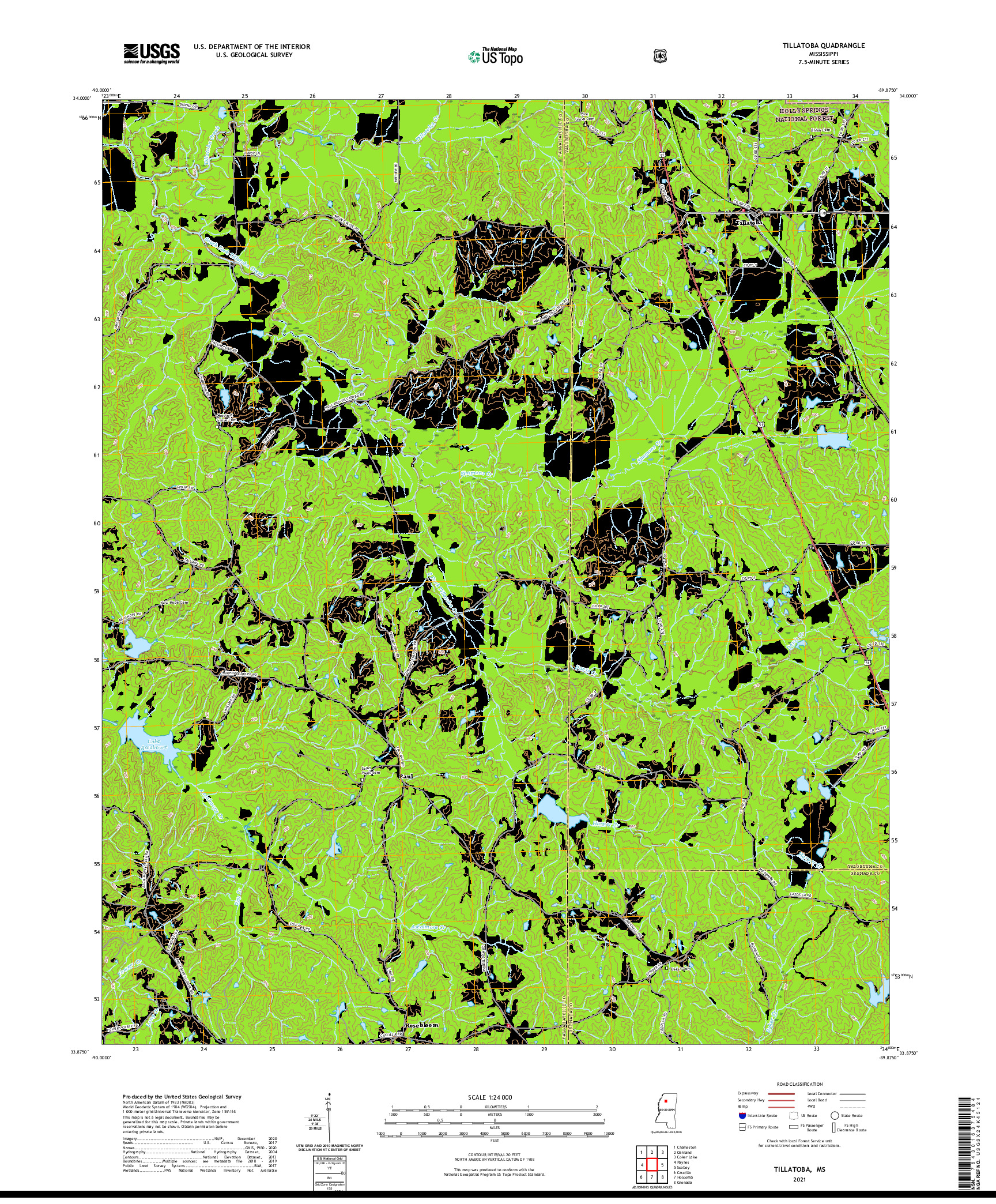 USGS US TOPO 7.5-MINUTE MAP FOR TILLATOBA, MS 2021