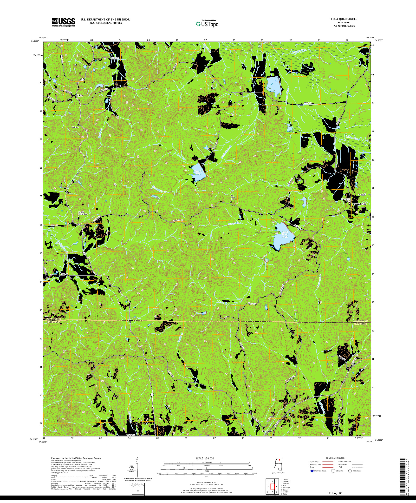 USGS US TOPO 7.5-MINUTE MAP FOR TULA, MS 2021