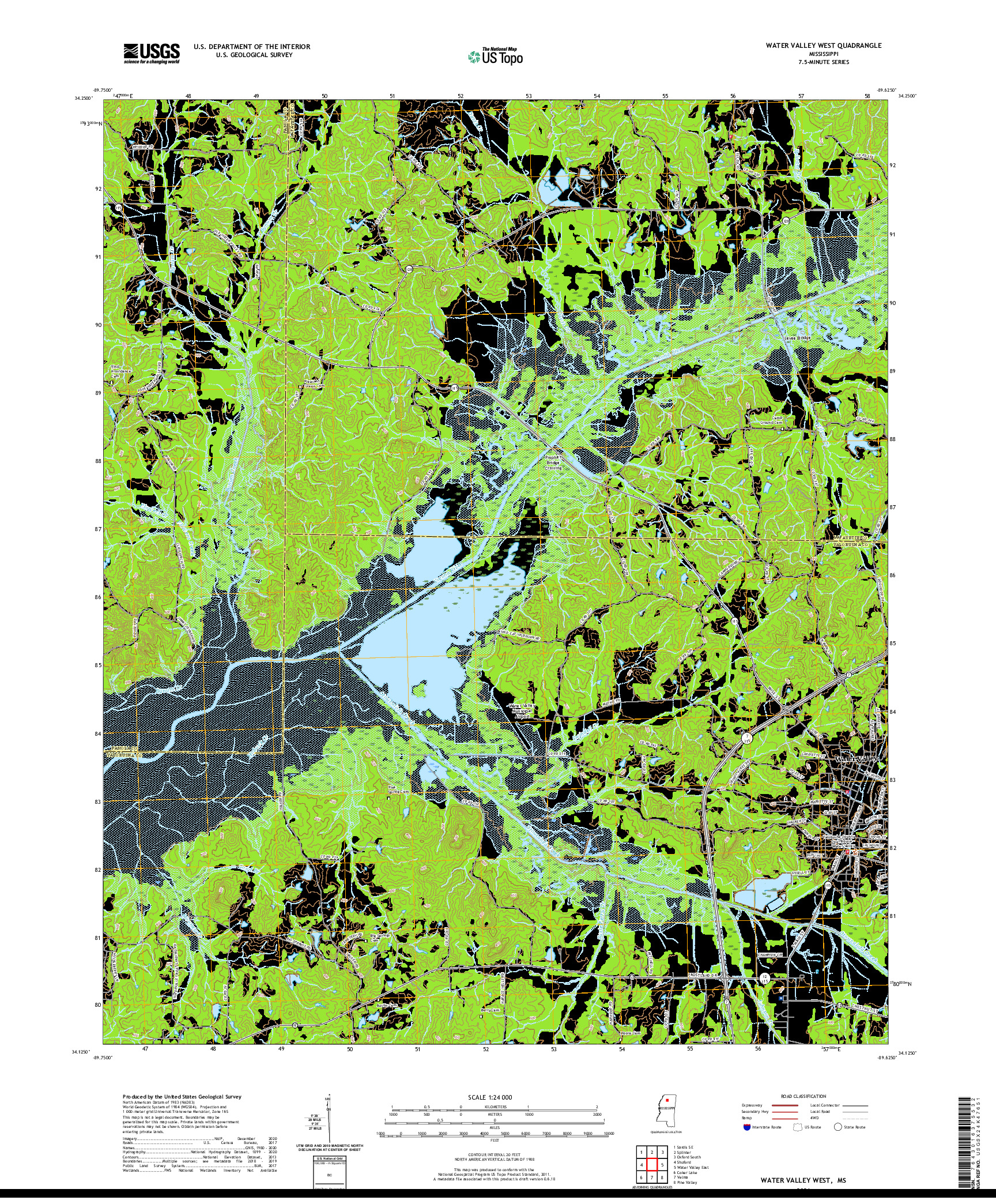USGS US TOPO 7.5-MINUTE MAP FOR WATER VALLEY WEST, MS 2021