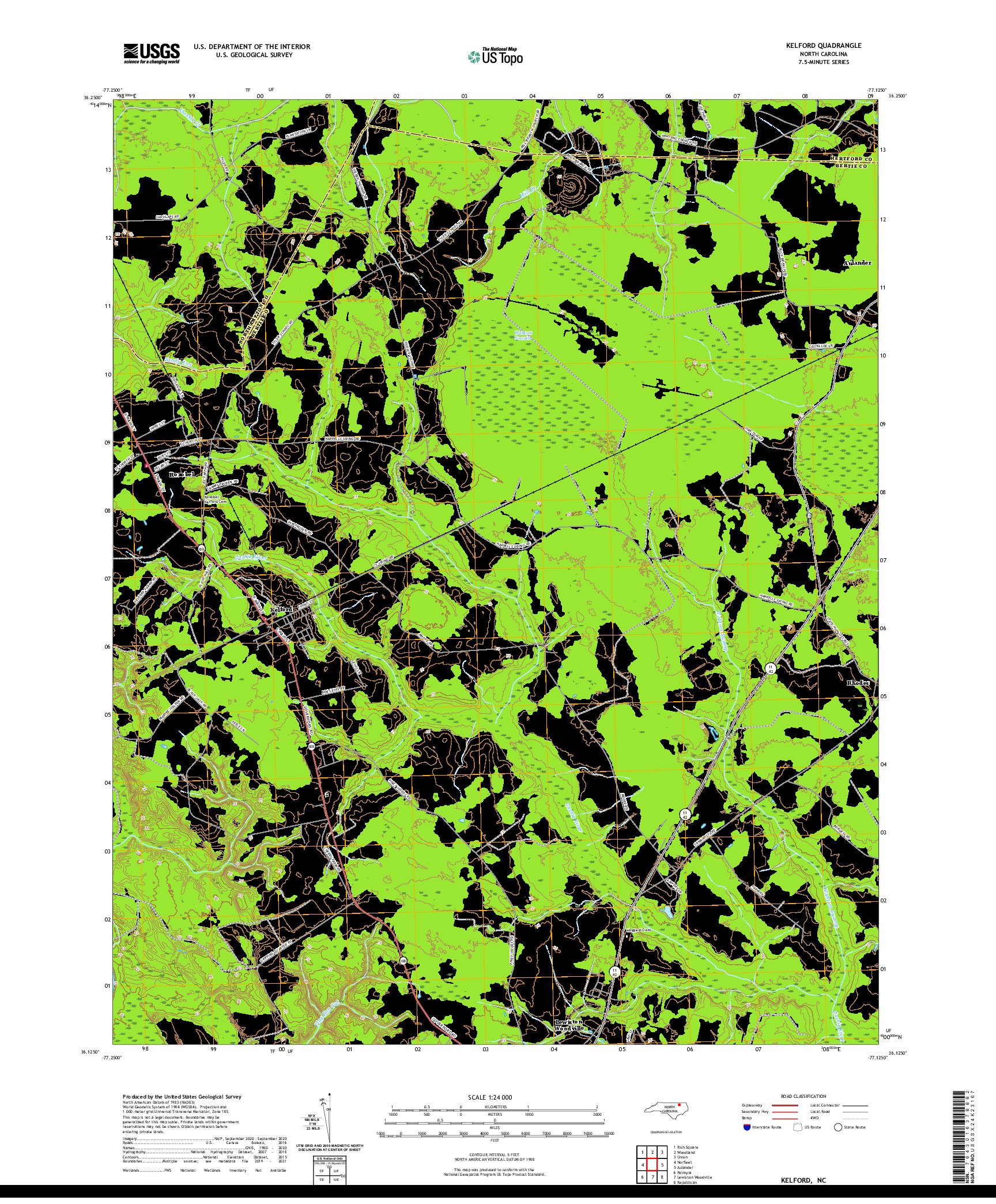 USGS US TOPO 7.5-MINUTE MAP FOR KELFORD, NC 2021