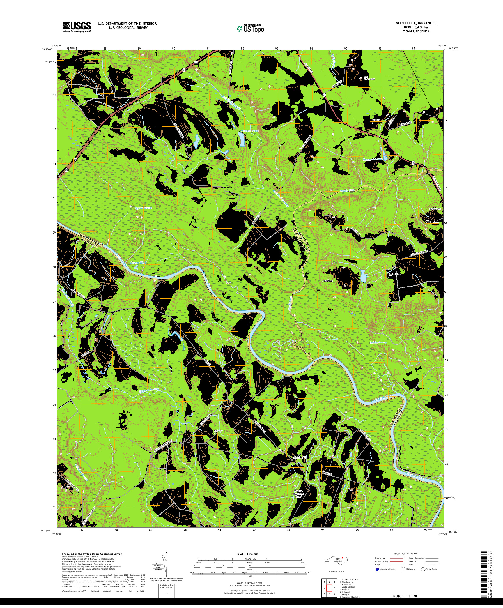 USGS US TOPO 7.5-MINUTE MAP FOR NORFLEET, NC 2021