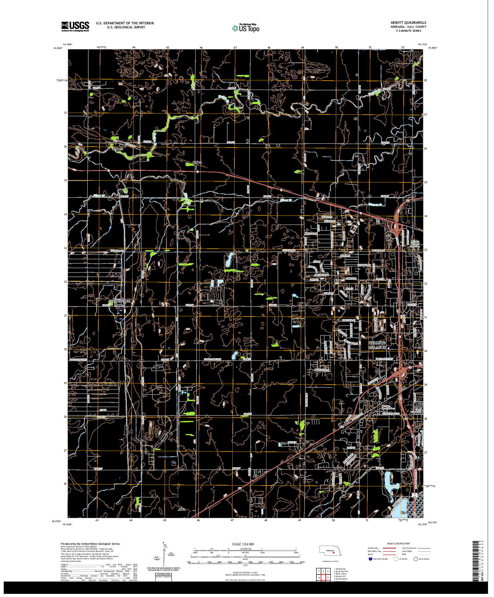 USGS US TOPO 7.5-MINUTE MAP FOR ABBOTT, NE 2021