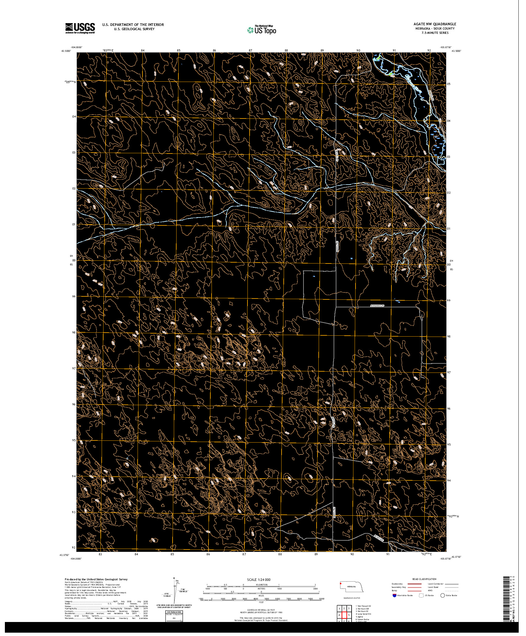 USGS US TOPO 7.5-MINUTE MAP FOR AGATE NW, NE 2021