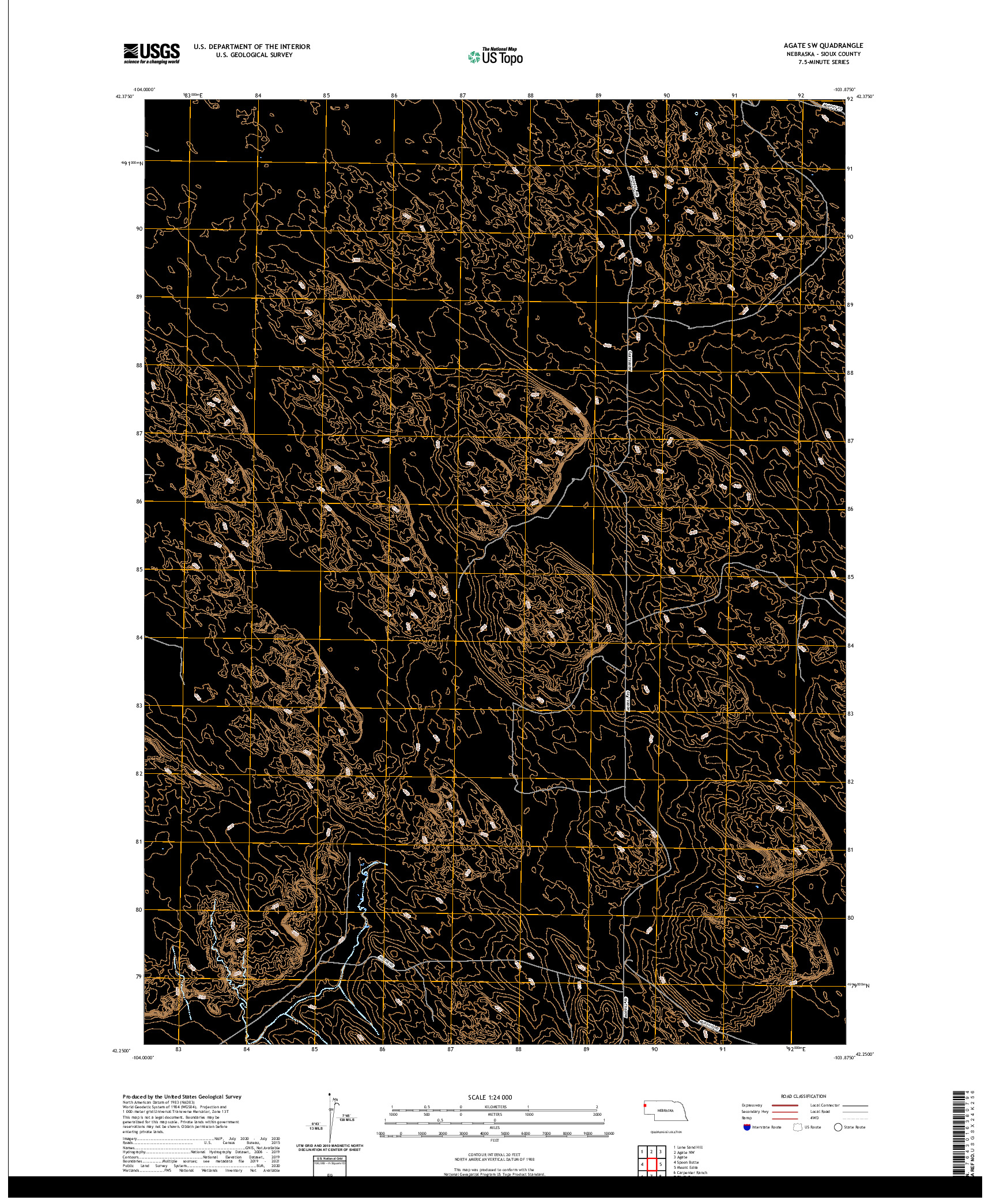 USGS US TOPO 7.5-MINUTE MAP FOR AGATE SW, NE 2021