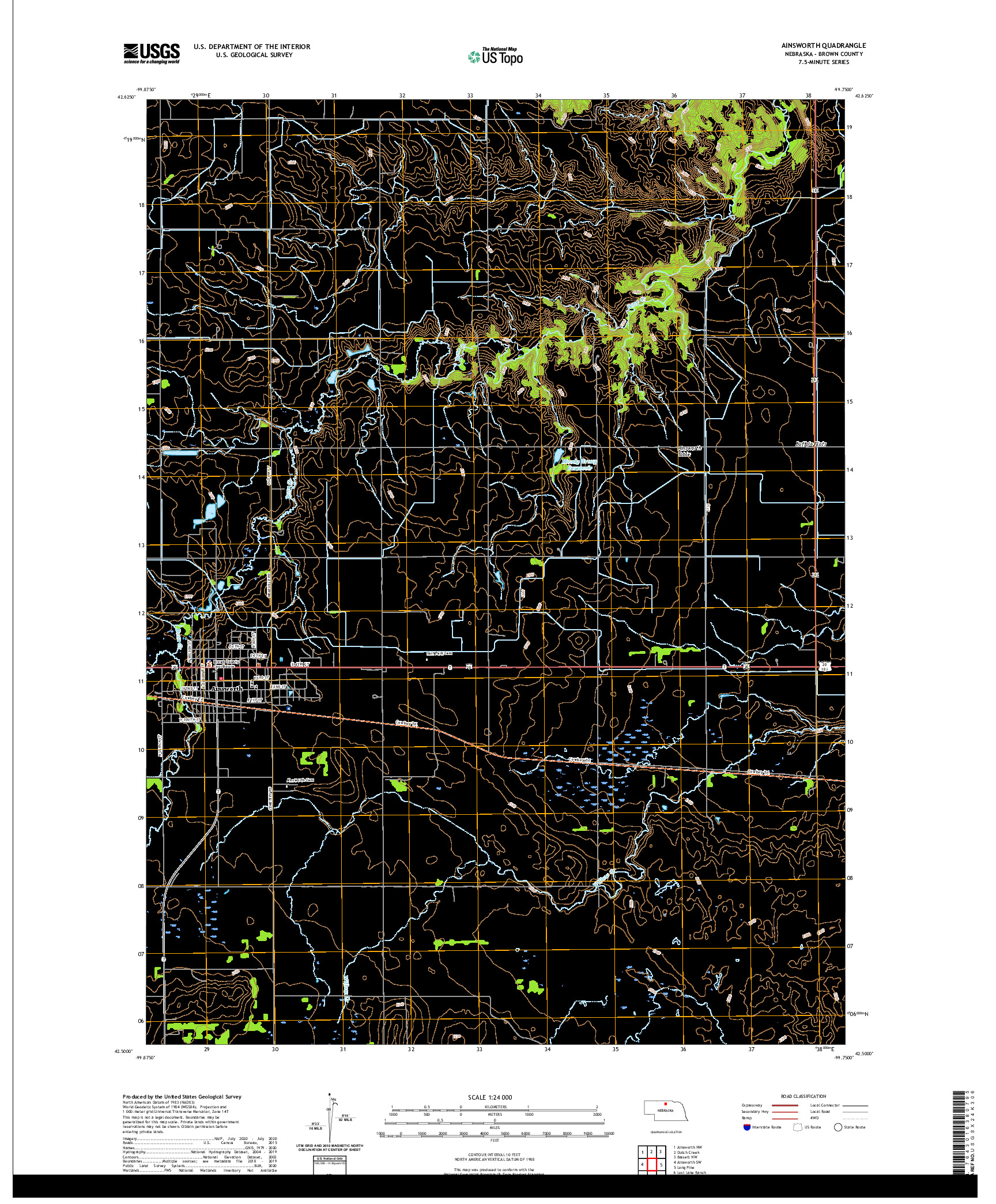 USGS US TOPO 7.5-MINUTE MAP FOR AINSWORTH, NE 2021