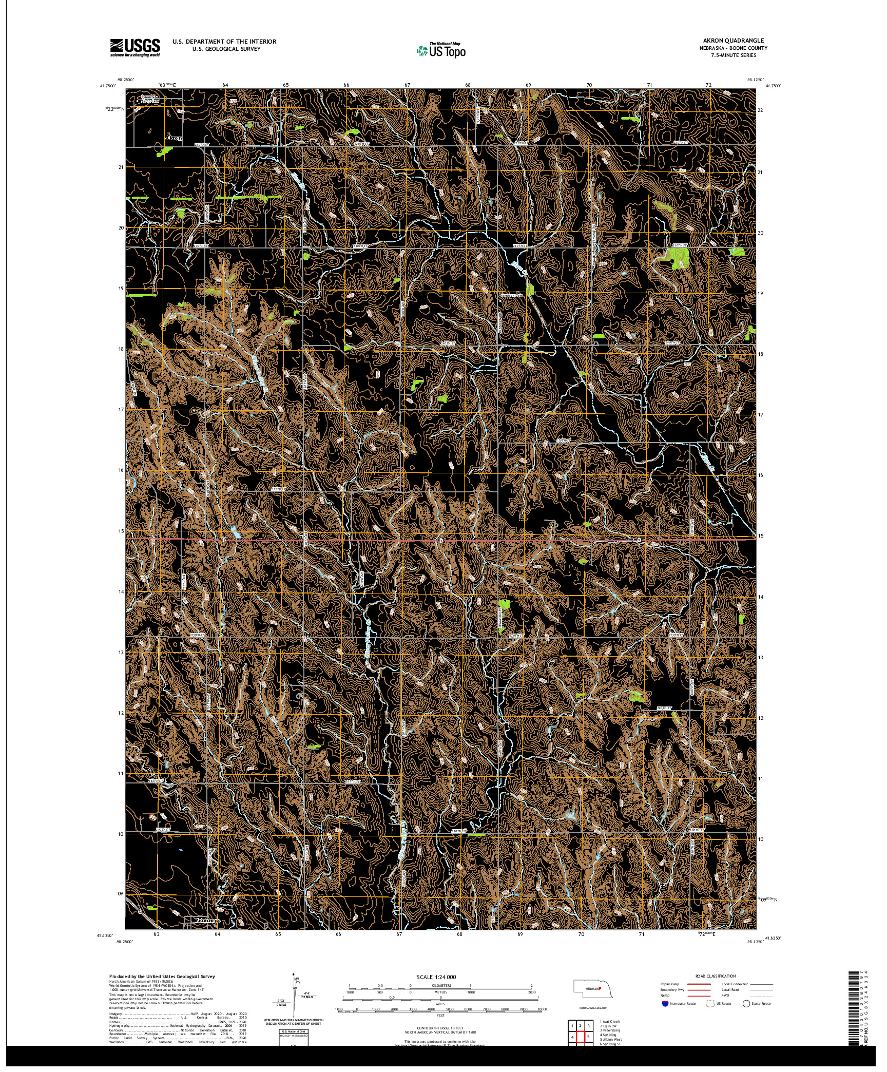 USGS US TOPO 7.5-MINUTE MAP FOR AKRON, NE 2021