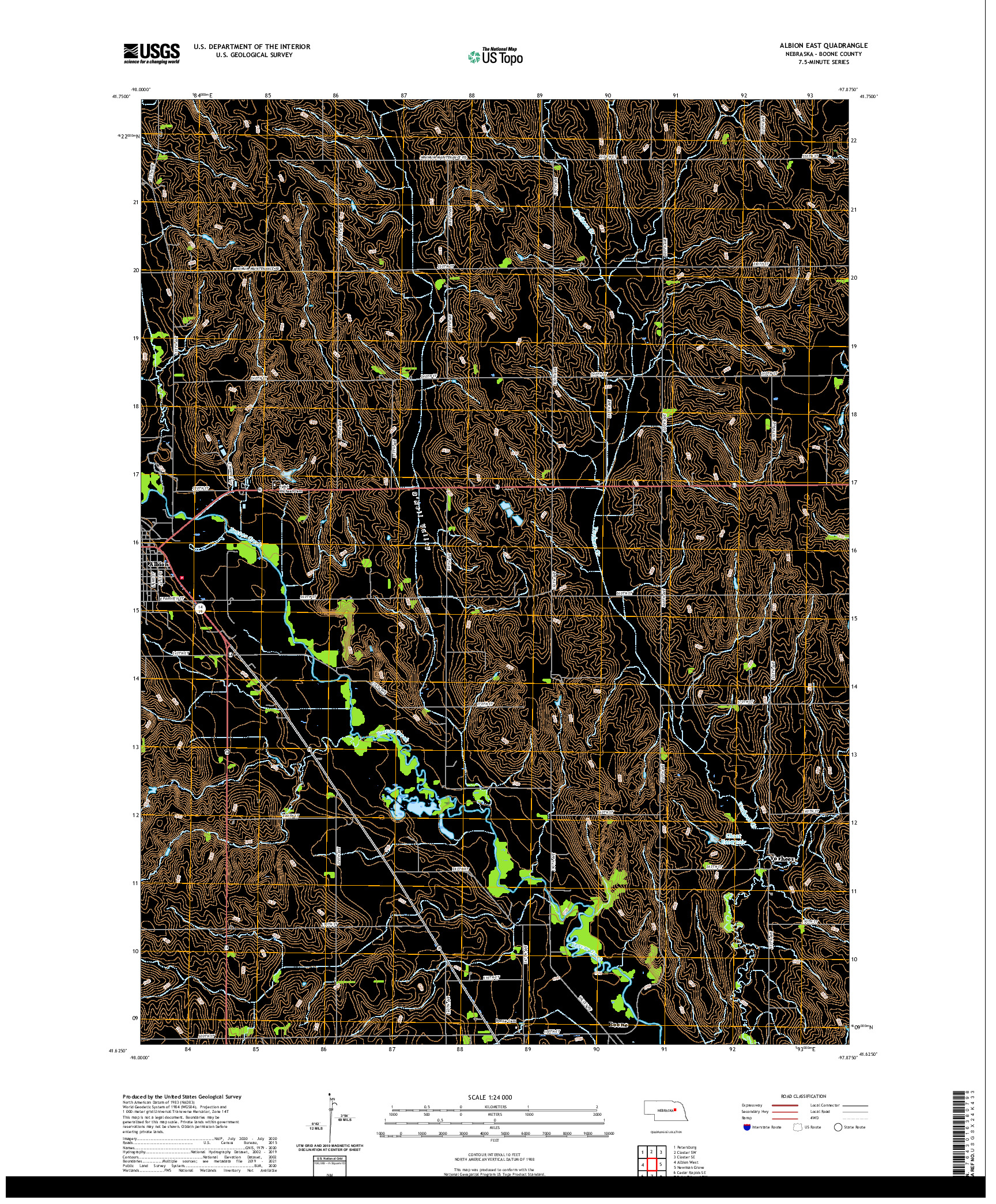 USGS US TOPO 7.5-MINUTE MAP FOR ALBION EAST, NE 2021