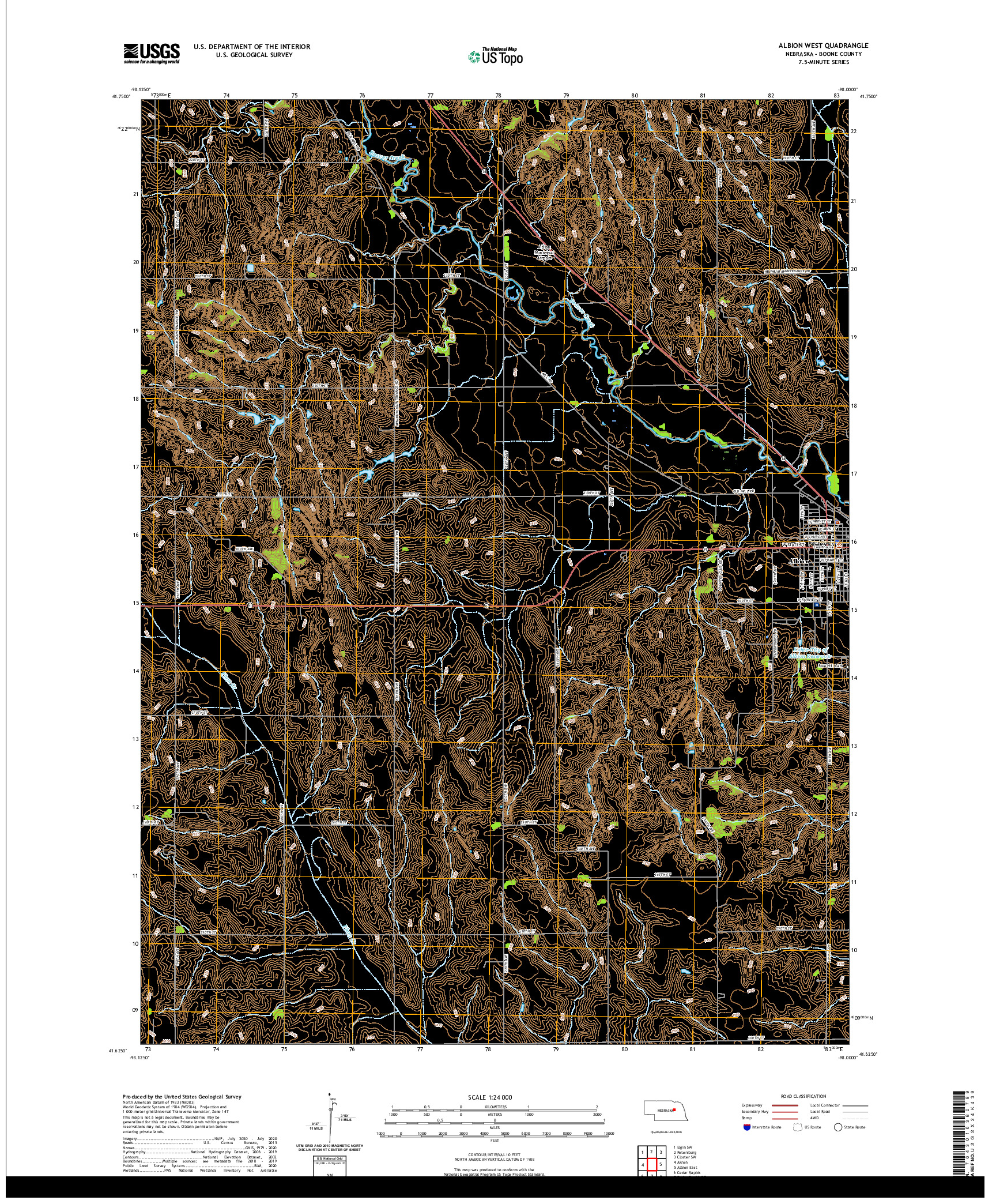 USGS US TOPO 7.5-MINUTE MAP FOR ALBION WEST, NE 2021