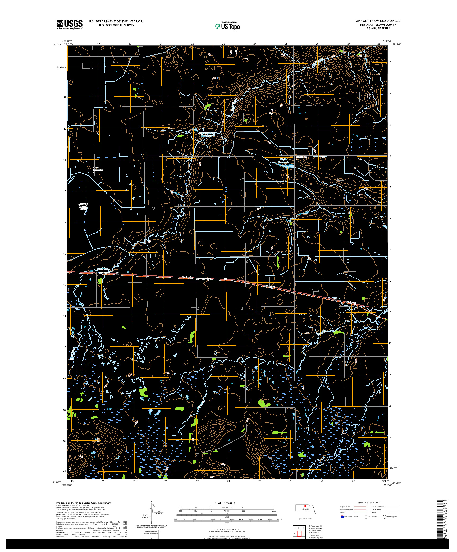 USGS US TOPO 7.5-MINUTE MAP FOR AINSWORTH SW, NE 2021