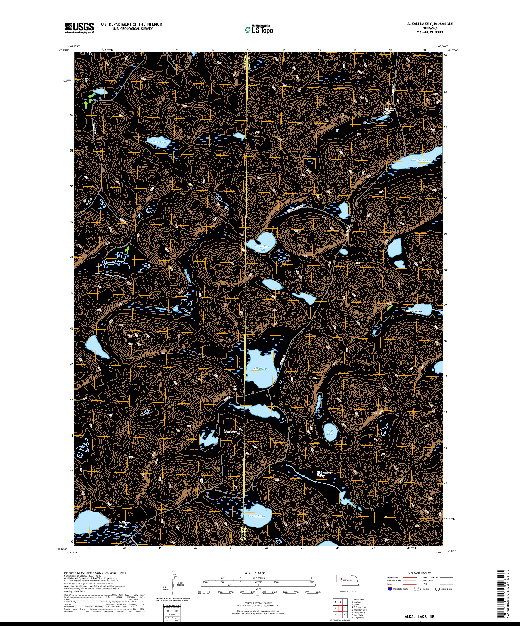 USGS US TOPO 7.5-MINUTE MAP FOR ALKALI LAKE, NE 2021