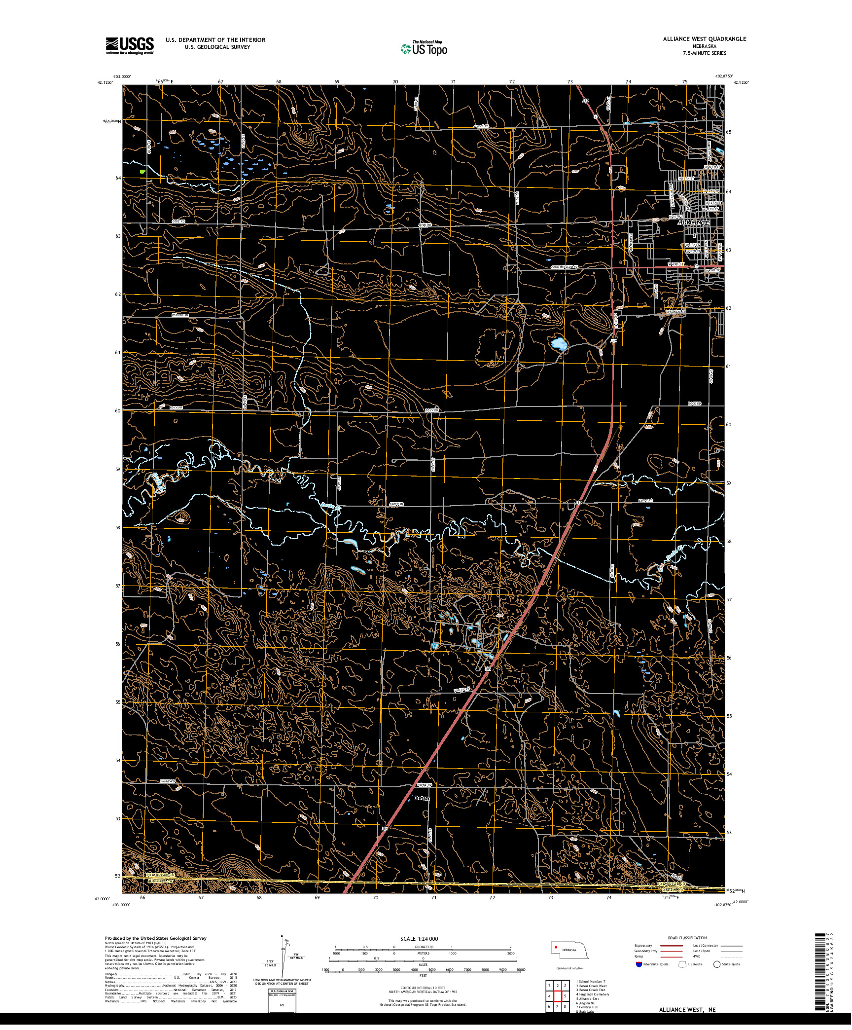 USGS US TOPO 7.5-MINUTE MAP FOR ALLIANCE WEST, NE 2021