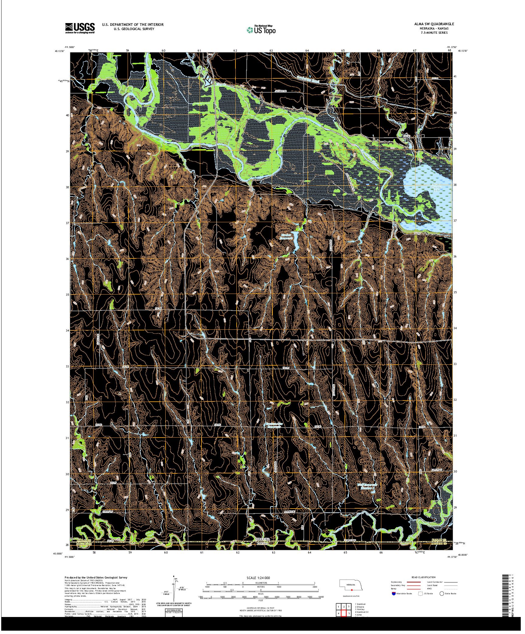 USGS US TOPO 7.5-MINUTE MAP FOR ALMA SW, NE,KS 2021