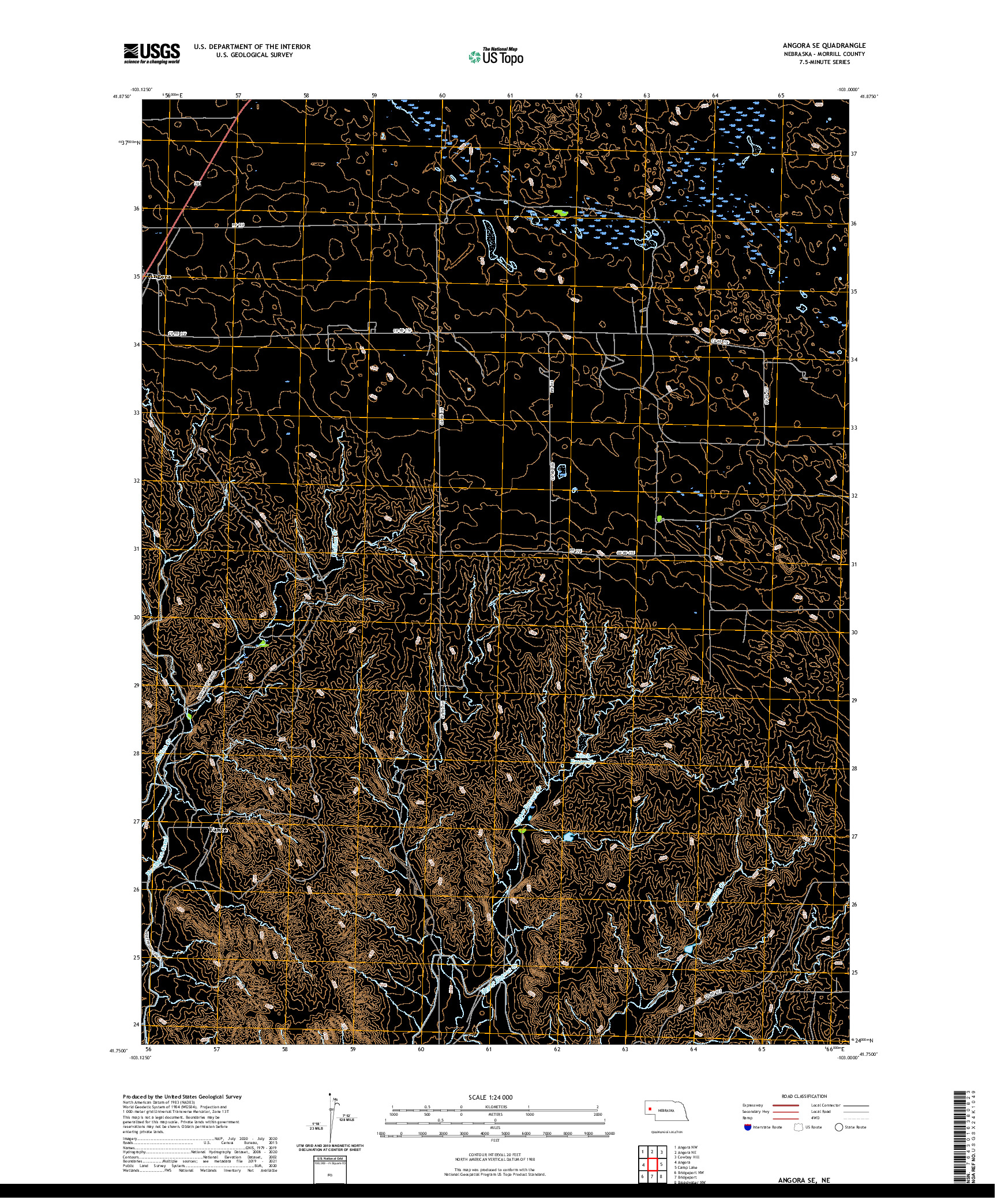 USGS US TOPO 7.5-MINUTE MAP FOR ANGORA SE, NE 2021