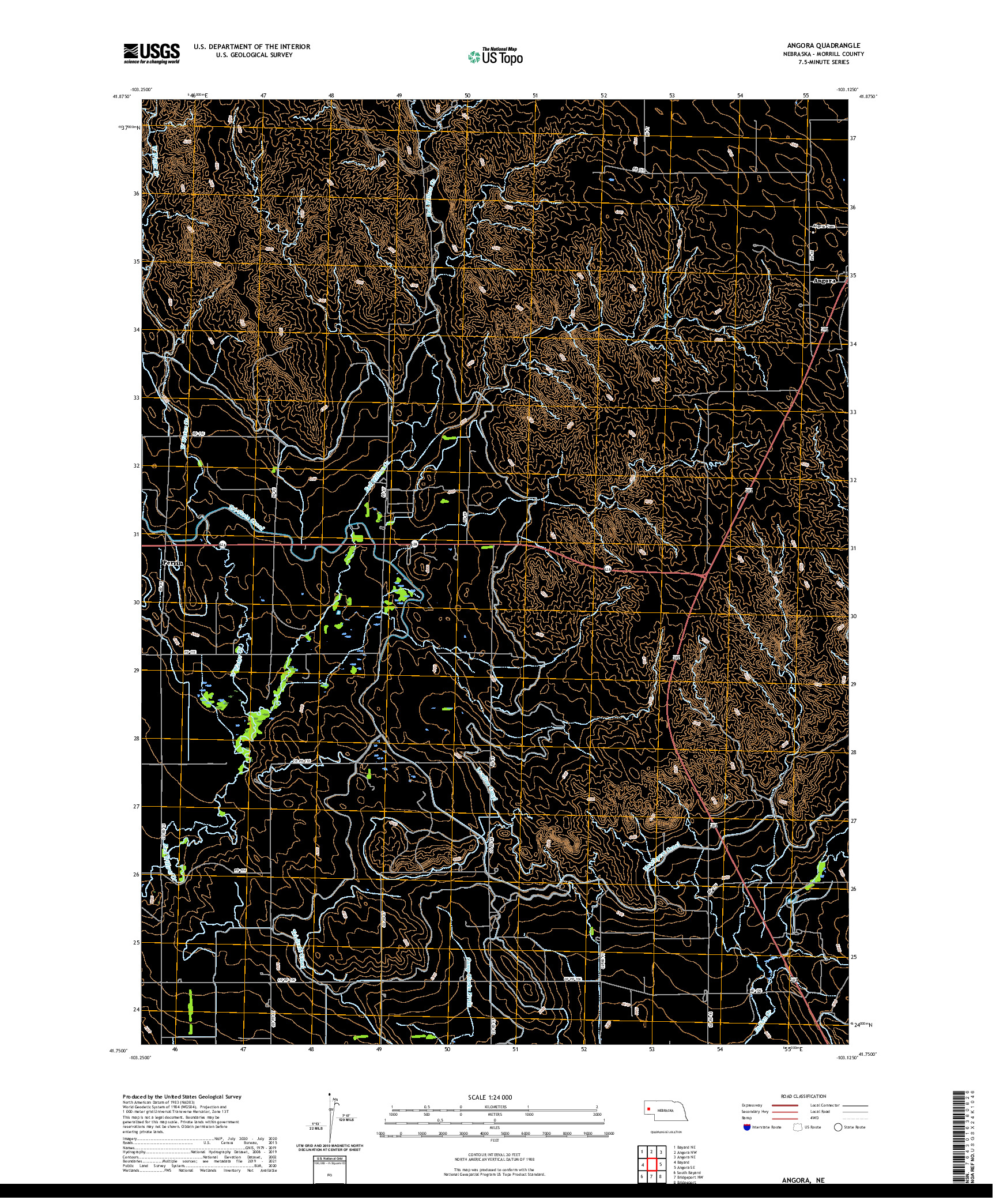 USGS US TOPO 7.5-MINUTE MAP FOR ANGORA, NE 2021