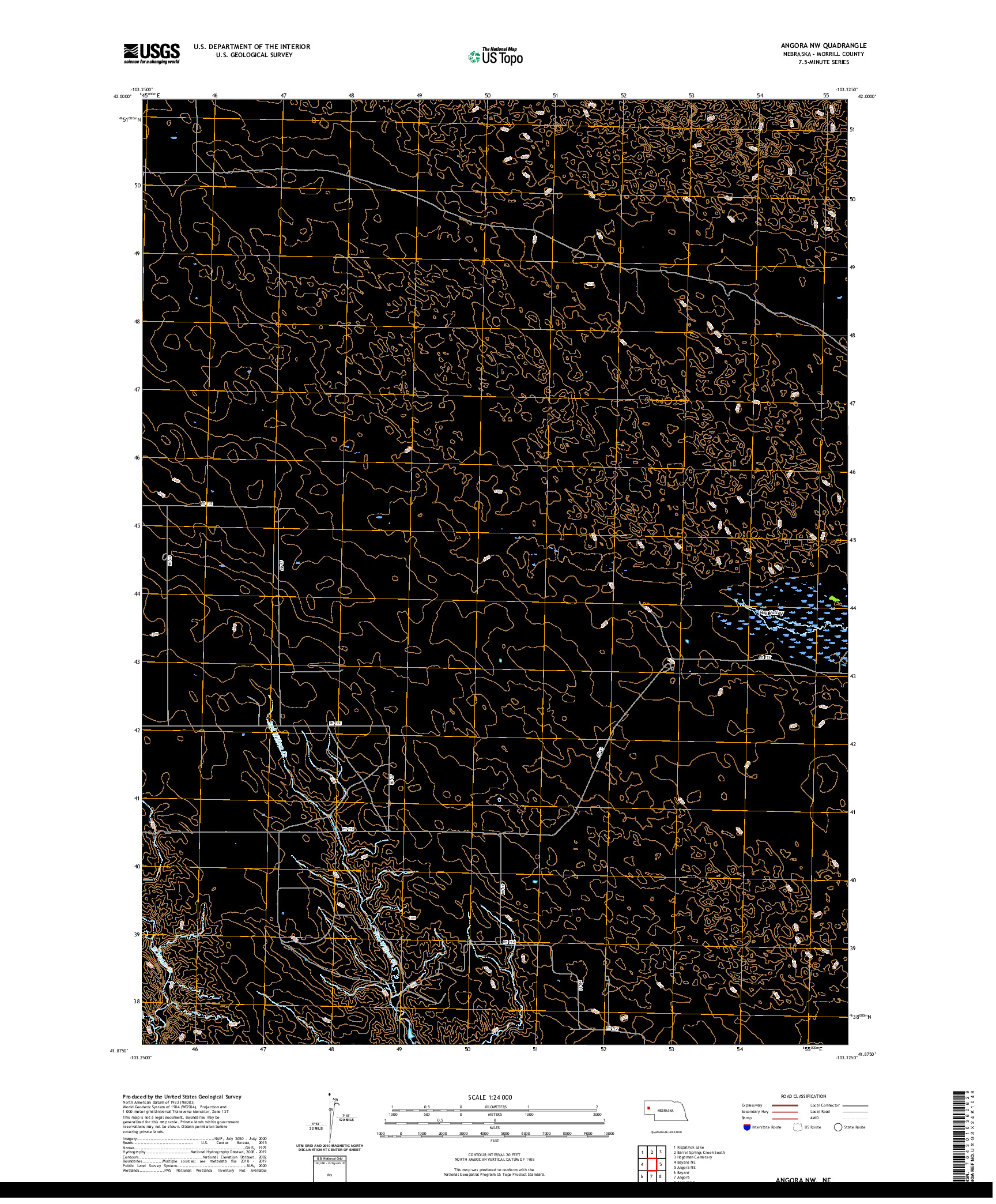 USGS US TOPO 7.5-MINUTE MAP FOR ANGORA NW, NE 2021