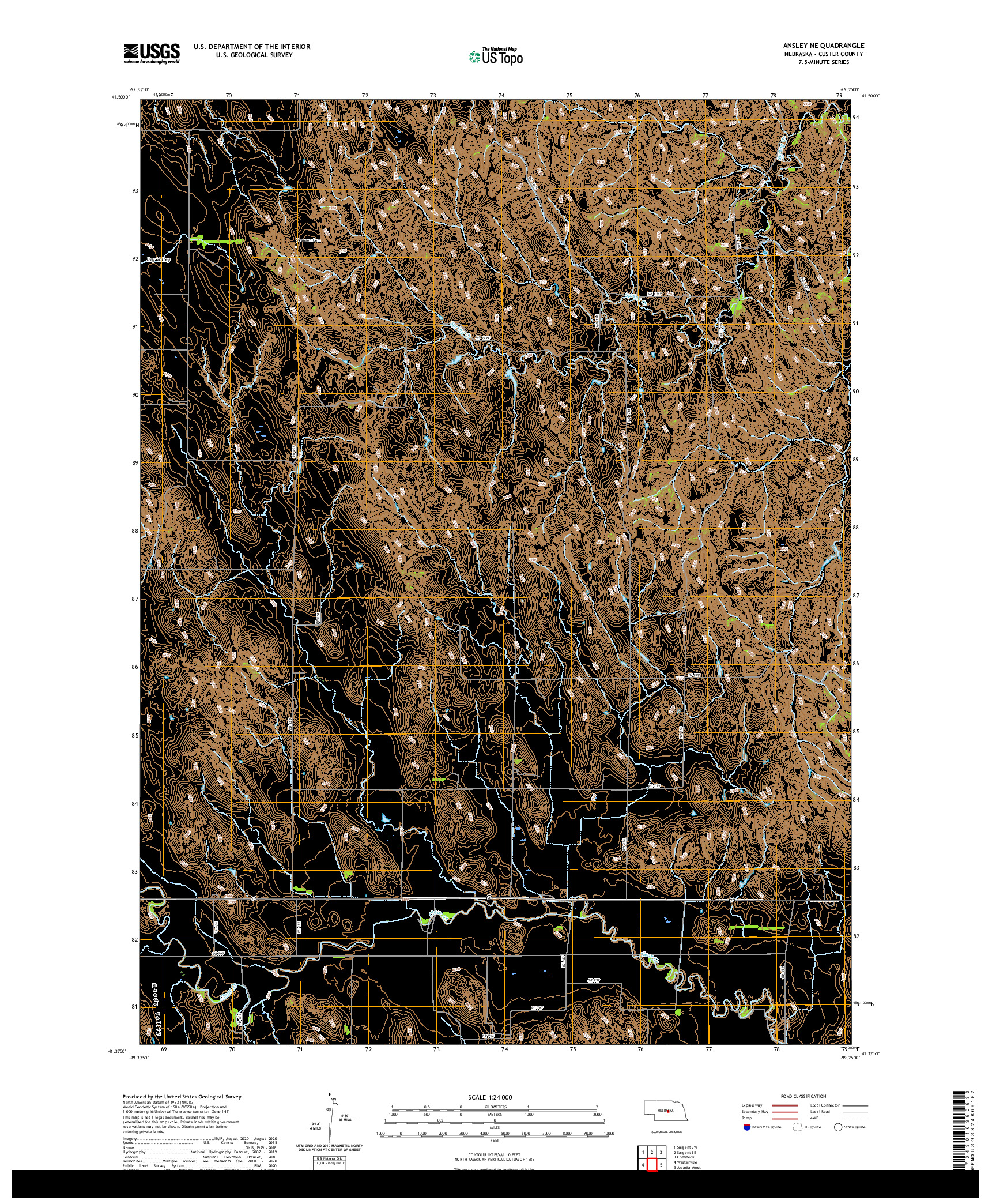 USGS US TOPO 7.5-MINUTE MAP FOR ANSLEY NE, NE 2021