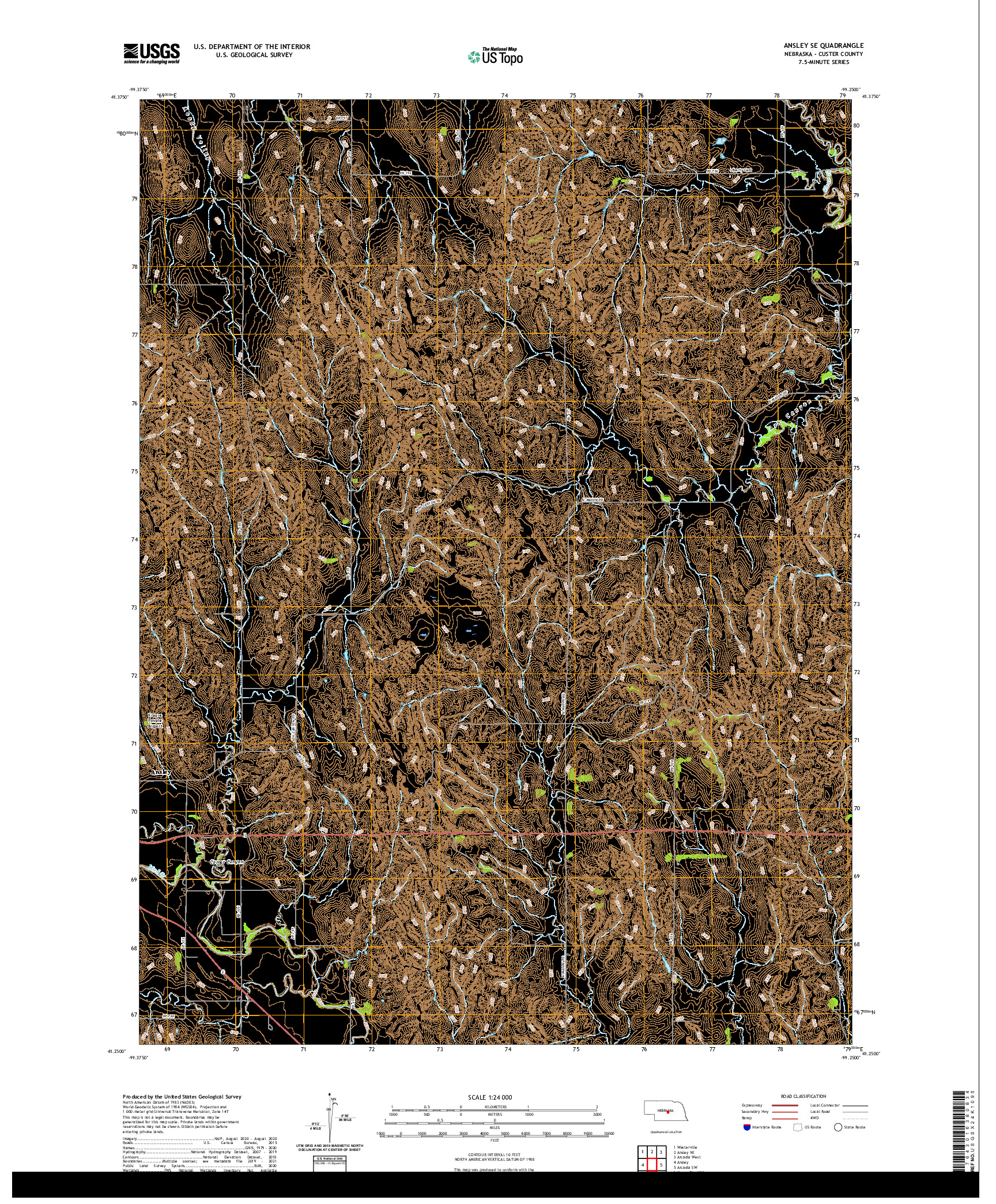 USGS US TOPO 7.5-MINUTE MAP FOR ANSLEY SE, NE 2021