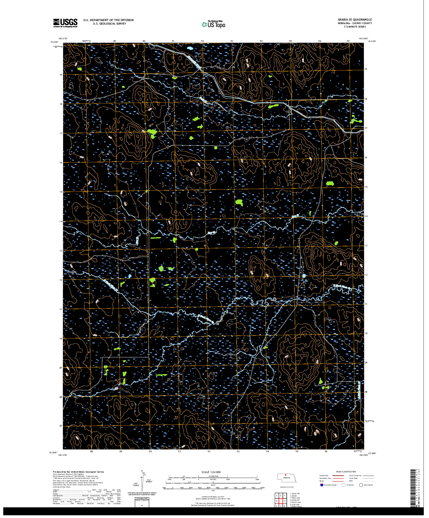 USGS US TOPO 7.5-MINUTE MAP FOR ARABIA SE, NE 2021