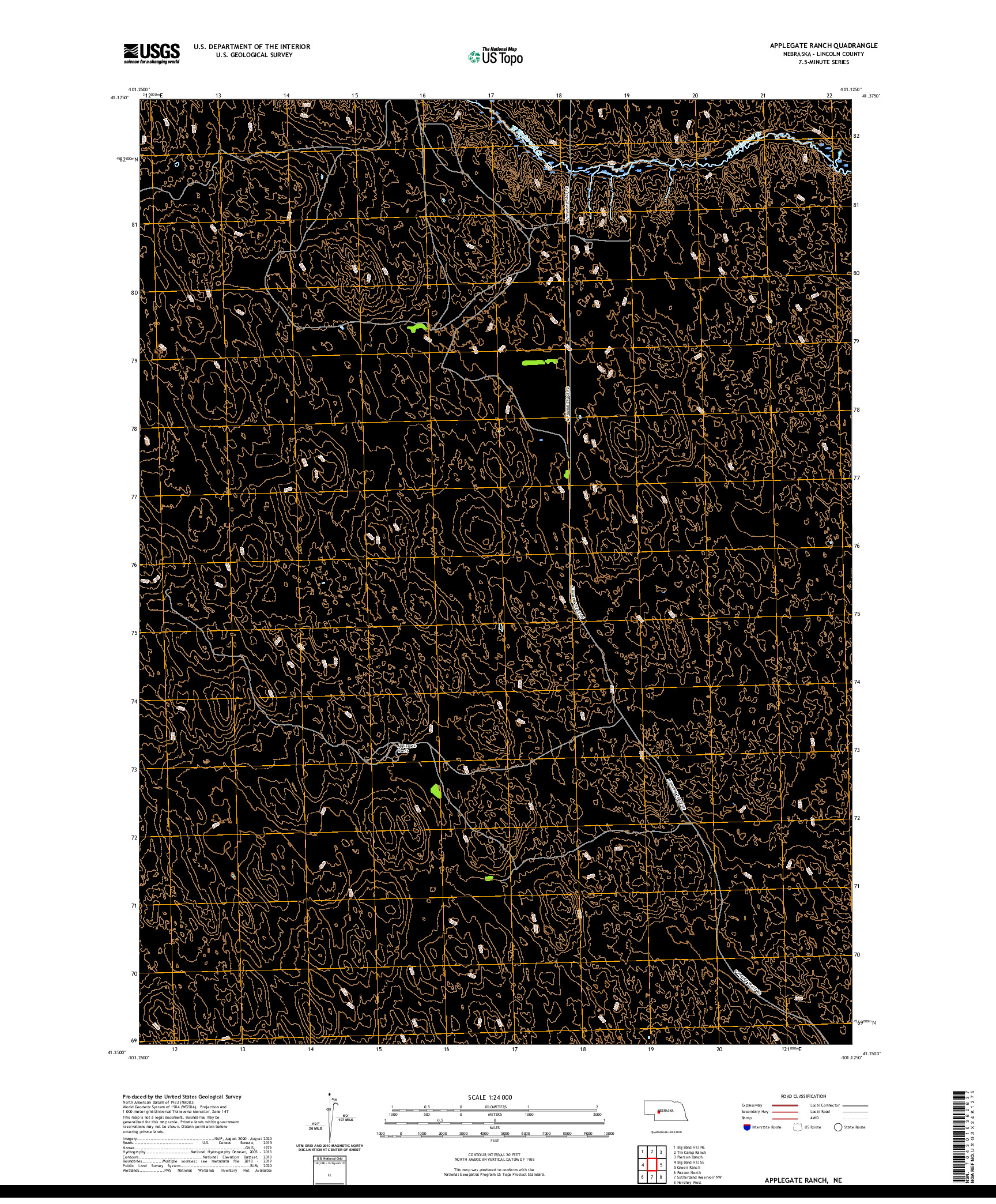 USGS US TOPO 7.5-MINUTE MAP FOR APPLEGATE RANCH, NE 2021