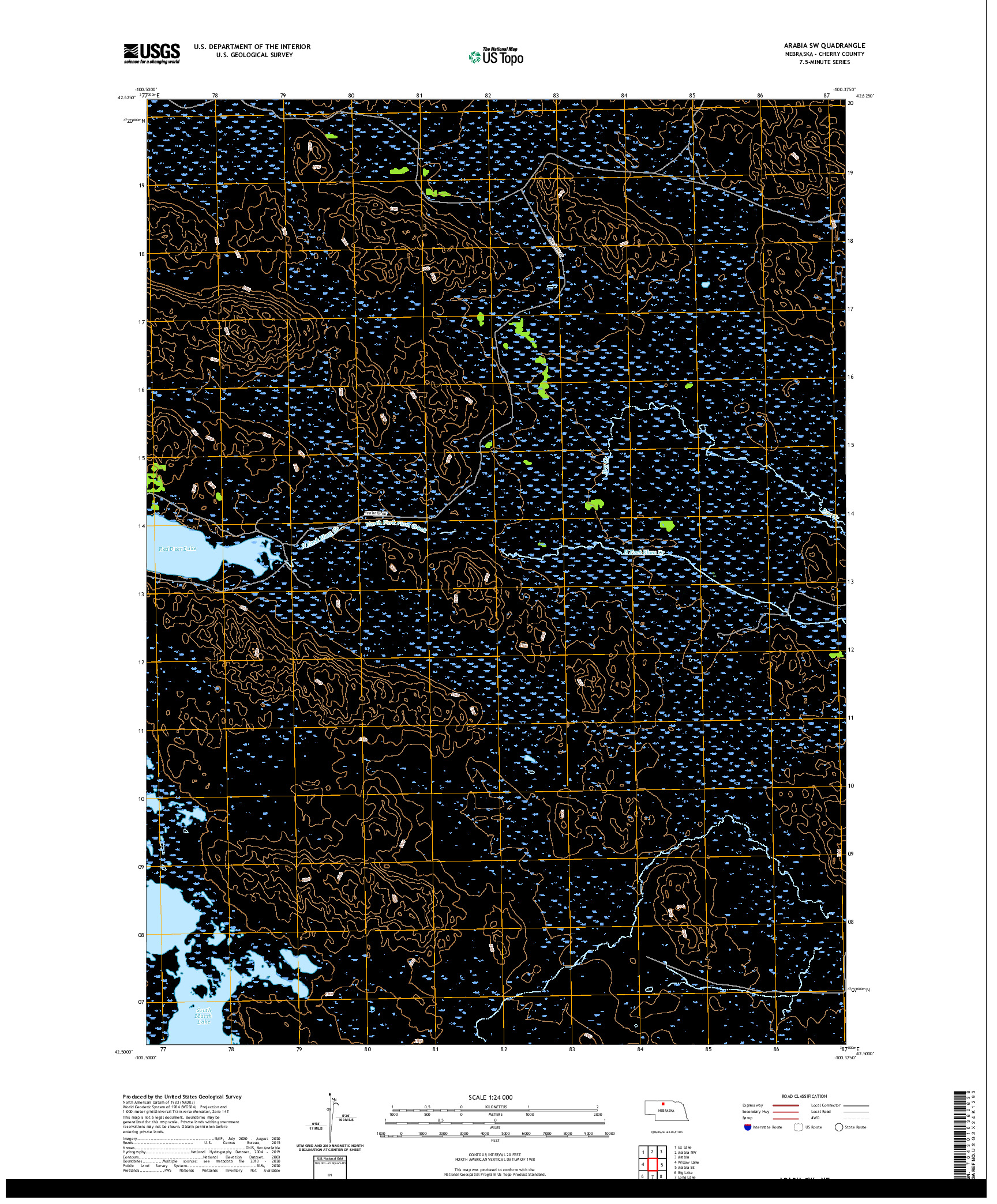 USGS US TOPO 7.5-MINUTE MAP FOR ARABIA SW, NE 2021