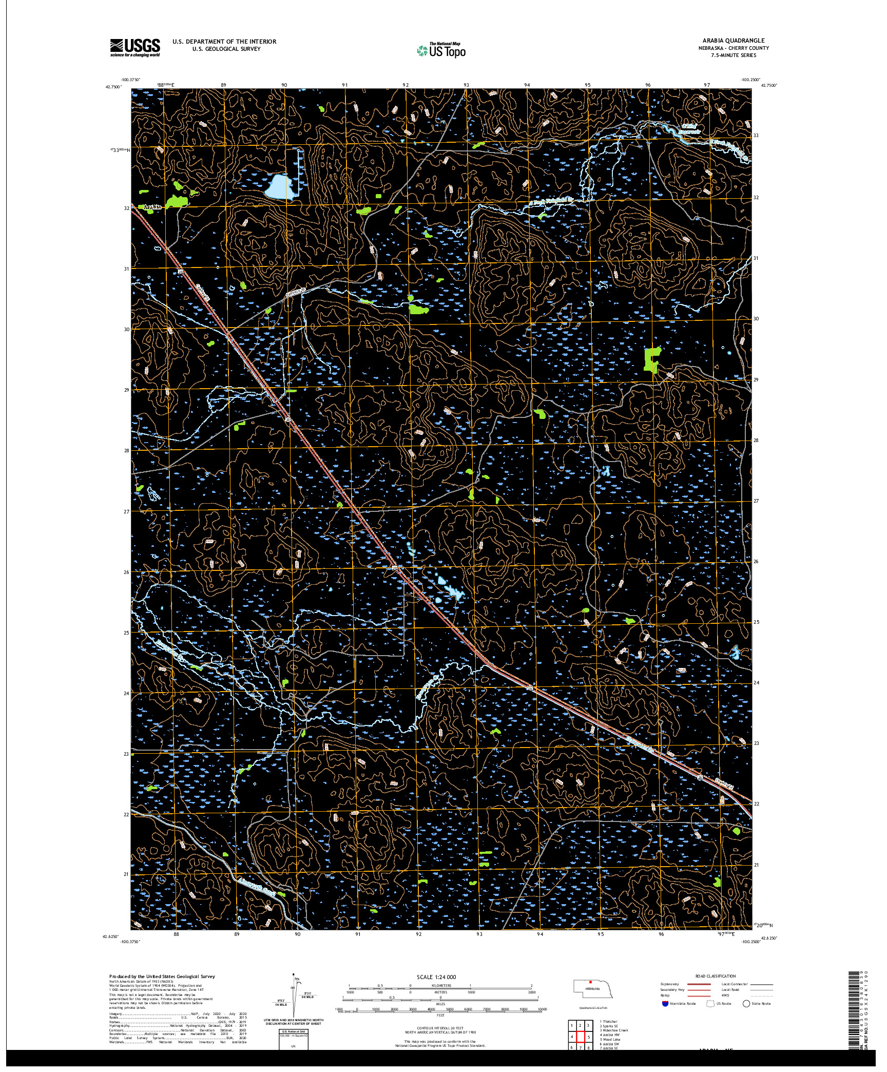 USGS US TOPO 7.5-MINUTE MAP FOR ARABIA, NE 2021