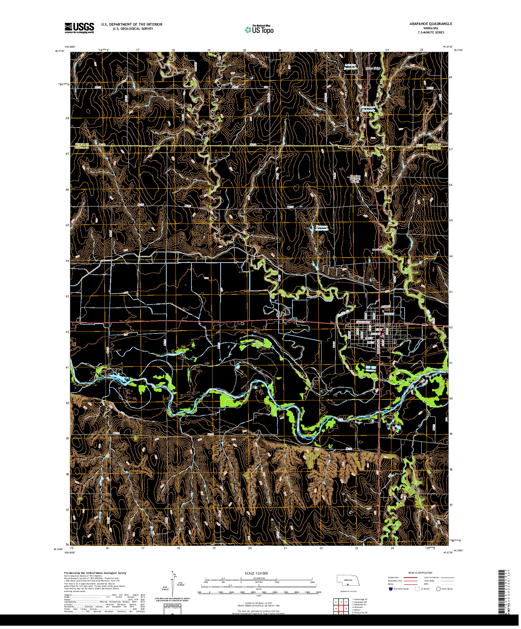USGS US TOPO 7.5-MINUTE MAP FOR ARAPAHOE, NE 2021