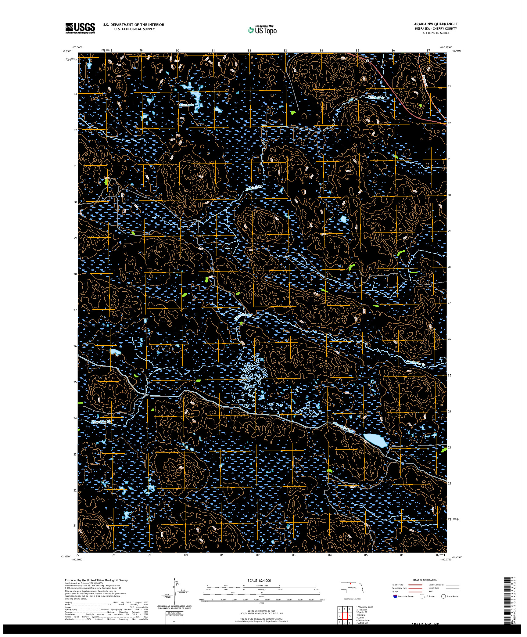 USGS US TOPO 7.5-MINUTE MAP FOR ARABIA NW, NE 2021