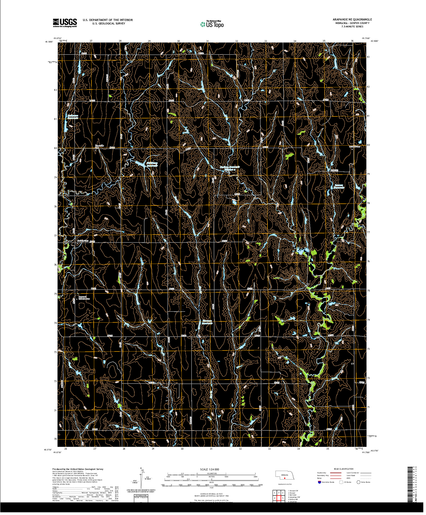 USGS US TOPO 7.5-MINUTE MAP FOR ARAPAHOE NE, NE 2021
