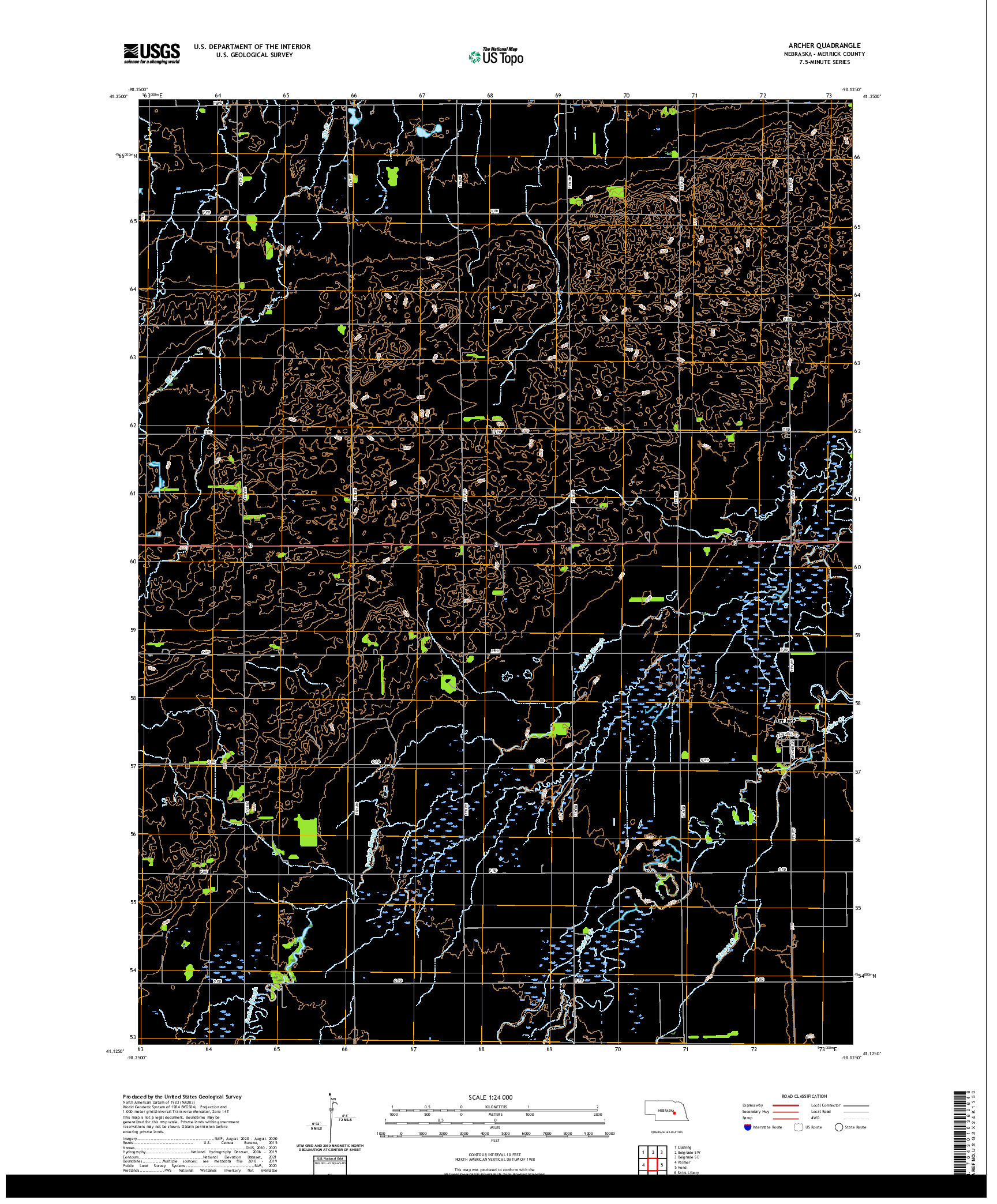 USGS US TOPO 7.5-MINUTE MAP FOR ARCHER, NE 2021