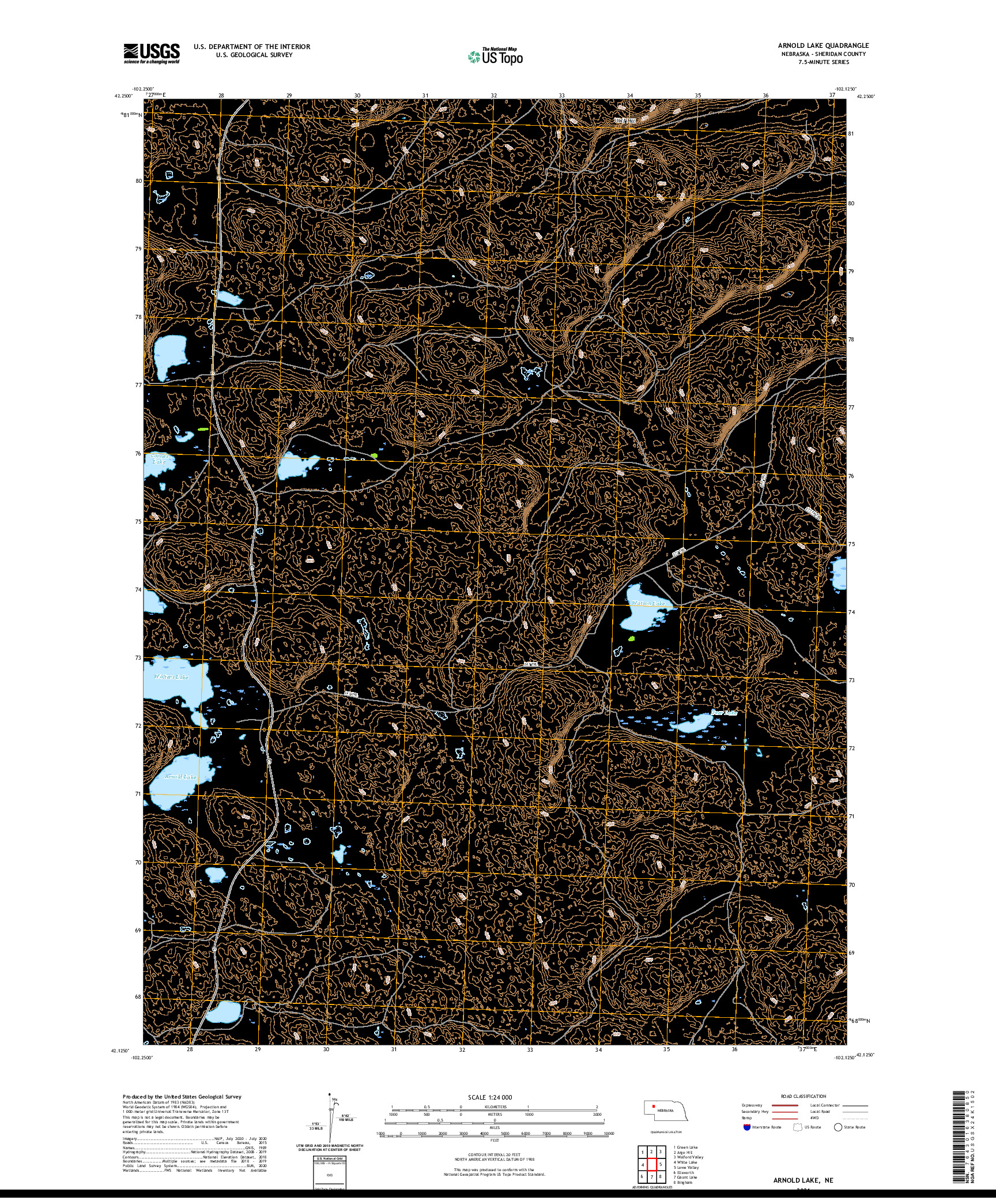 USGS US TOPO 7.5-MINUTE MAP FOR ARNOLD LAKE, NE 2021