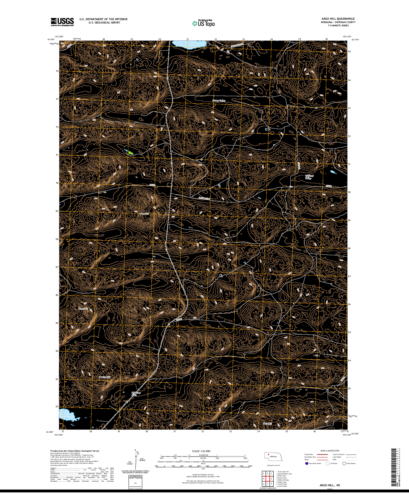 USGS US TOPO 7.5-MINUTE MAP FOR ARGO HILL, NE 2021