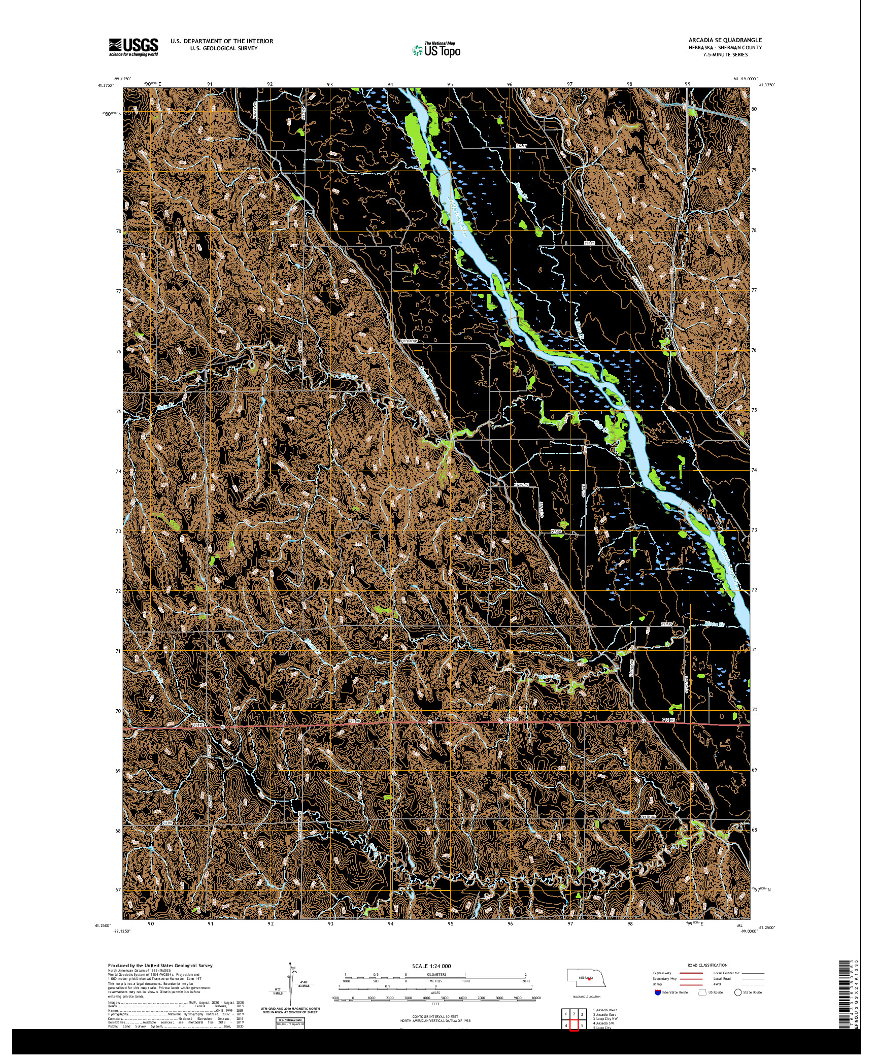 USGS US TOPO 7.5-MINUTE MAP FOR ARCADIA SE, NE 2021