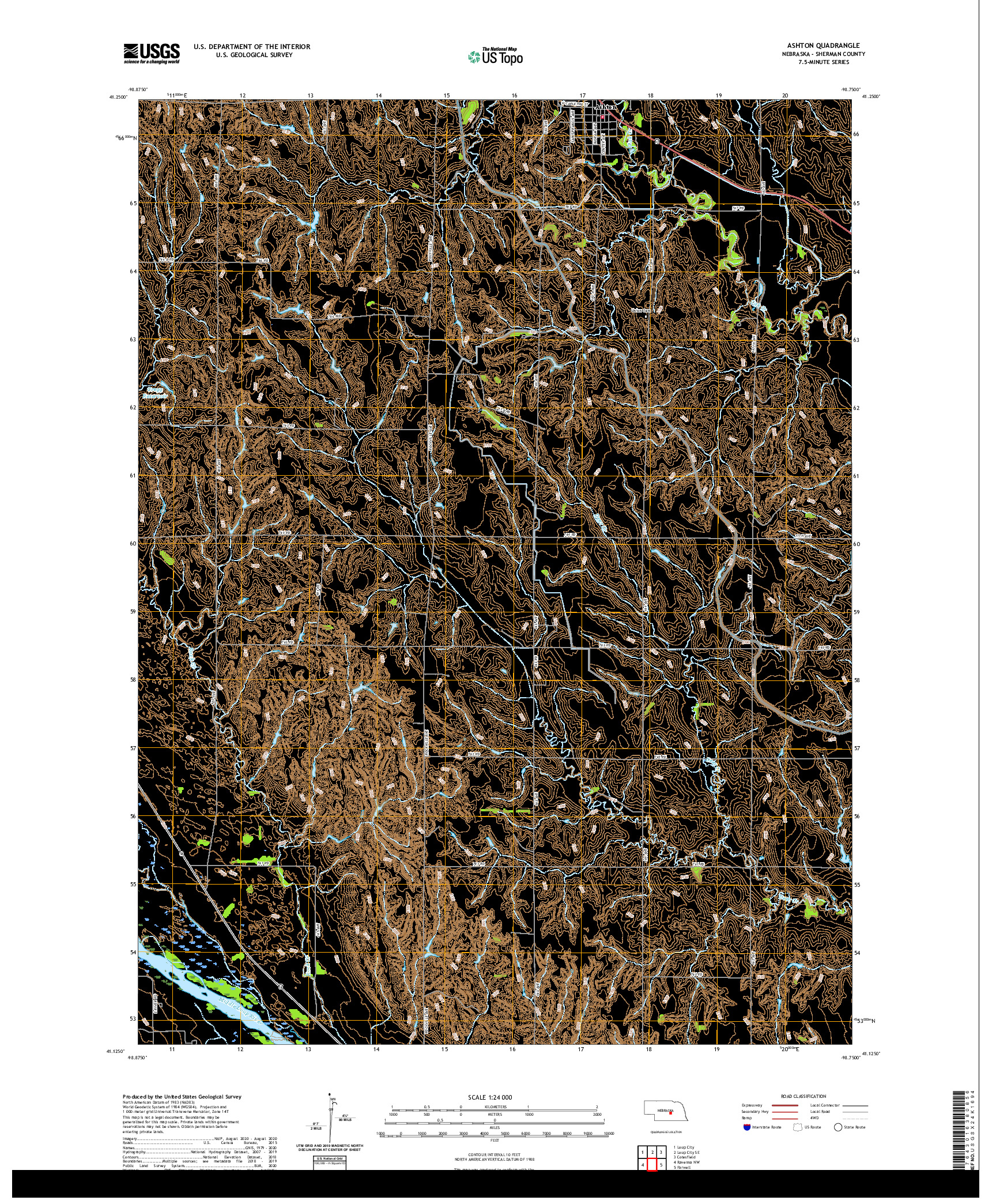 USGS US TOPO 7.5-MINUTE MAP FOR ASHTON, NE 2021