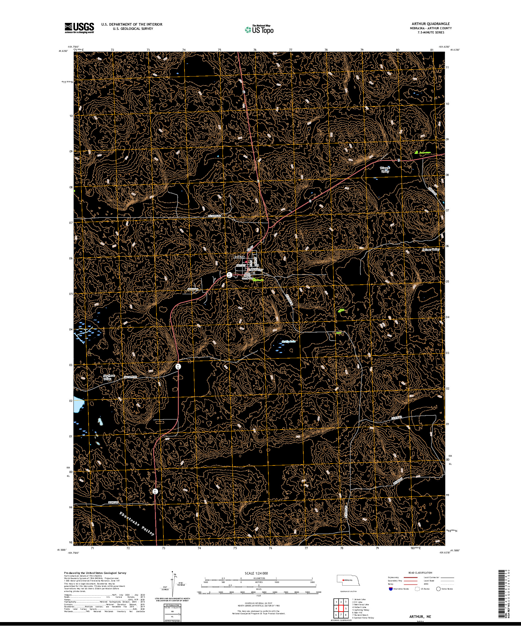 USGS US TOPO 7.5-MINUTE MAP FOR ARTHUR, NE 2021