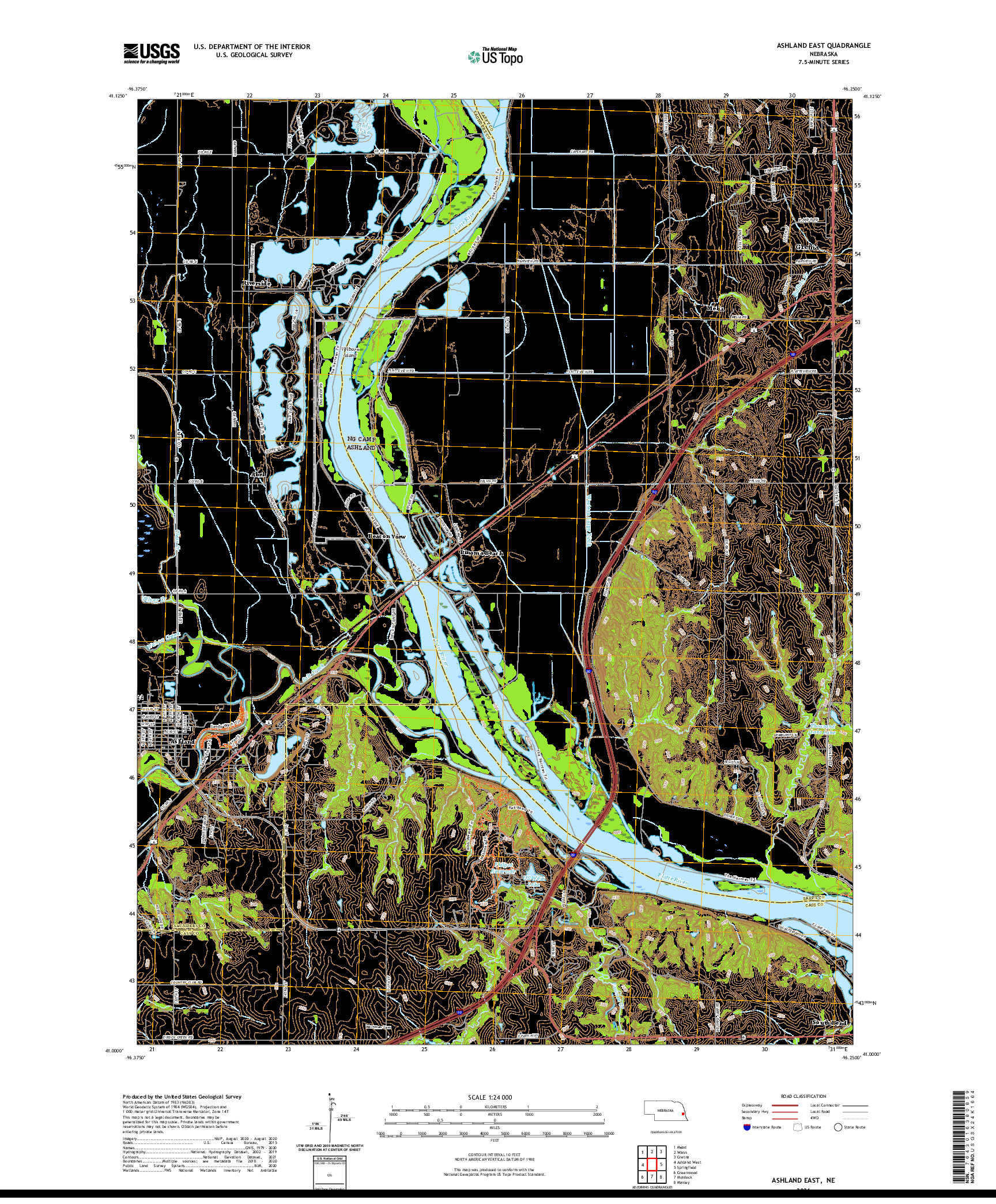 USGS US TOPO 7.5-MINUTE MAP FOR ASHLAND EAST, NE 2021