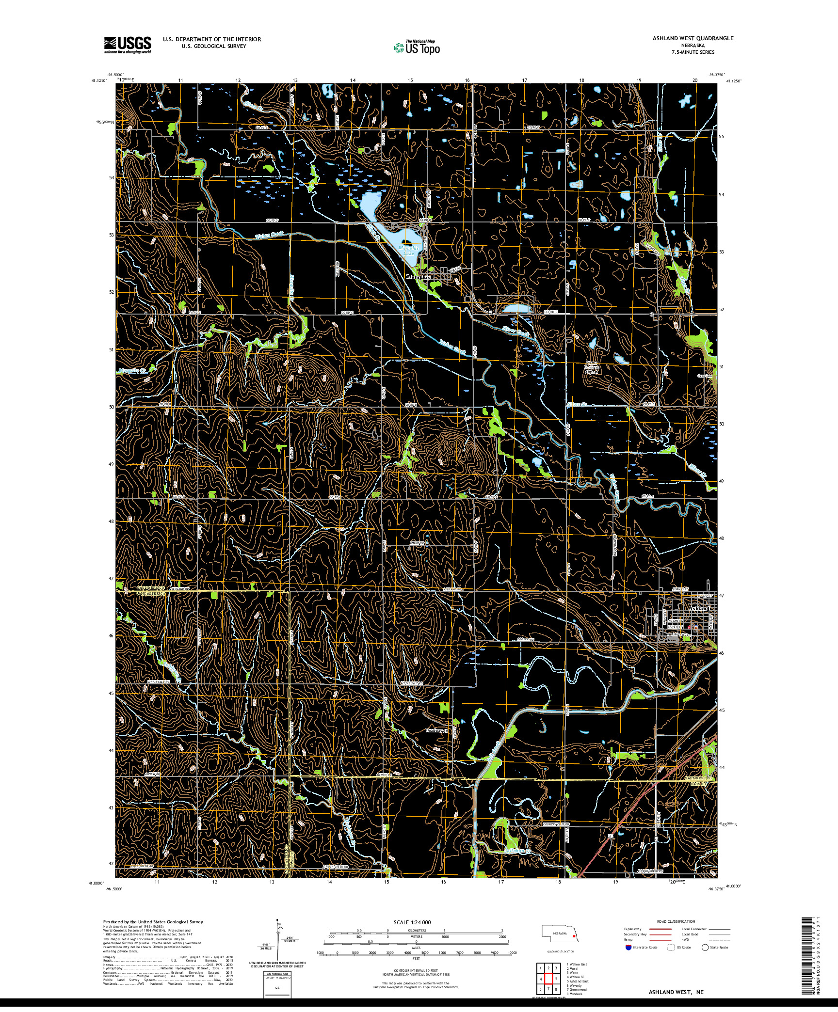 USGS US TOPO 7.5-MINUTE MAP FOR ASHLAND WEST, NE 2021