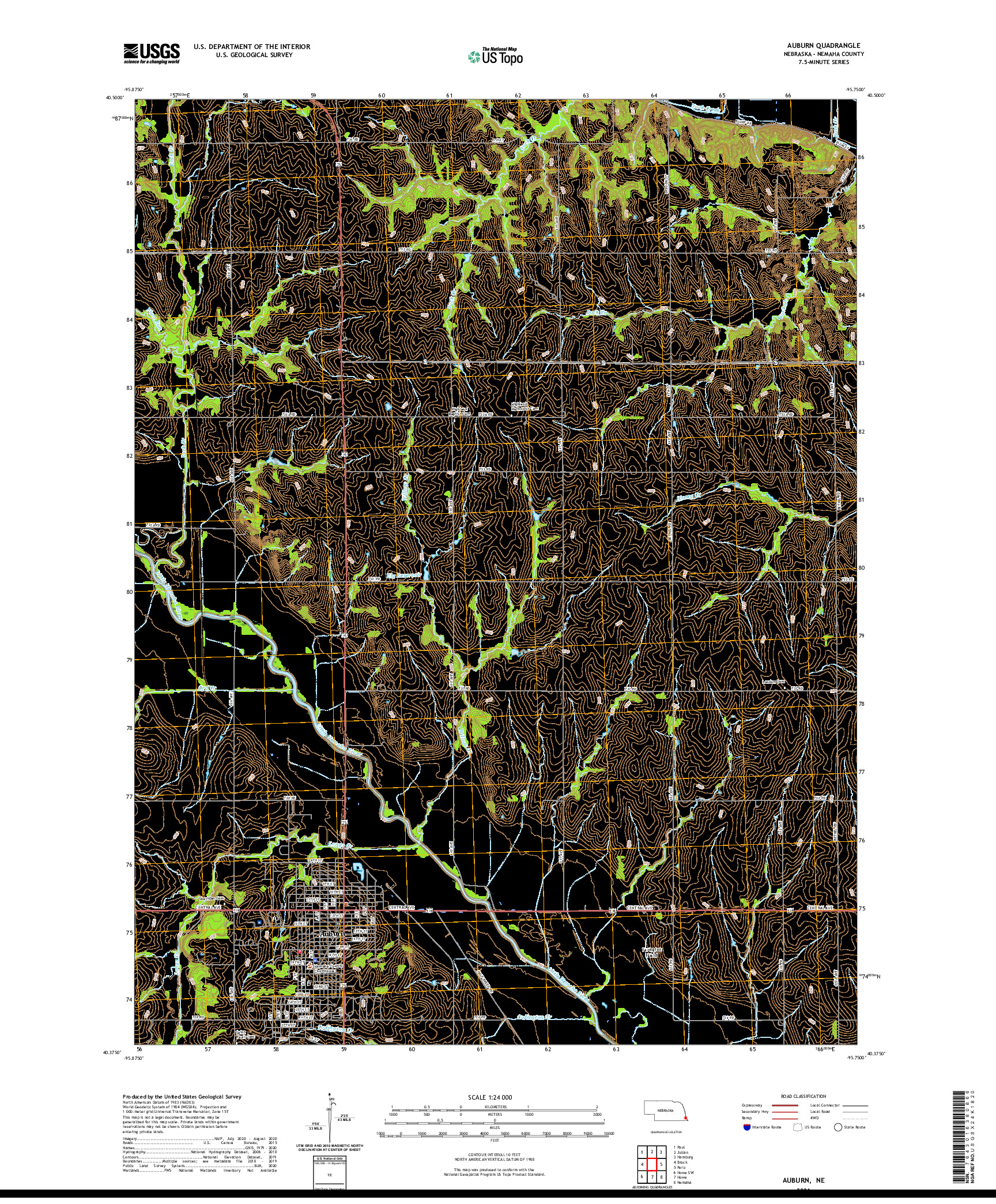 USGS US TOPO 7.5-MINUTE MAP FOR AUBURN, NE 2021