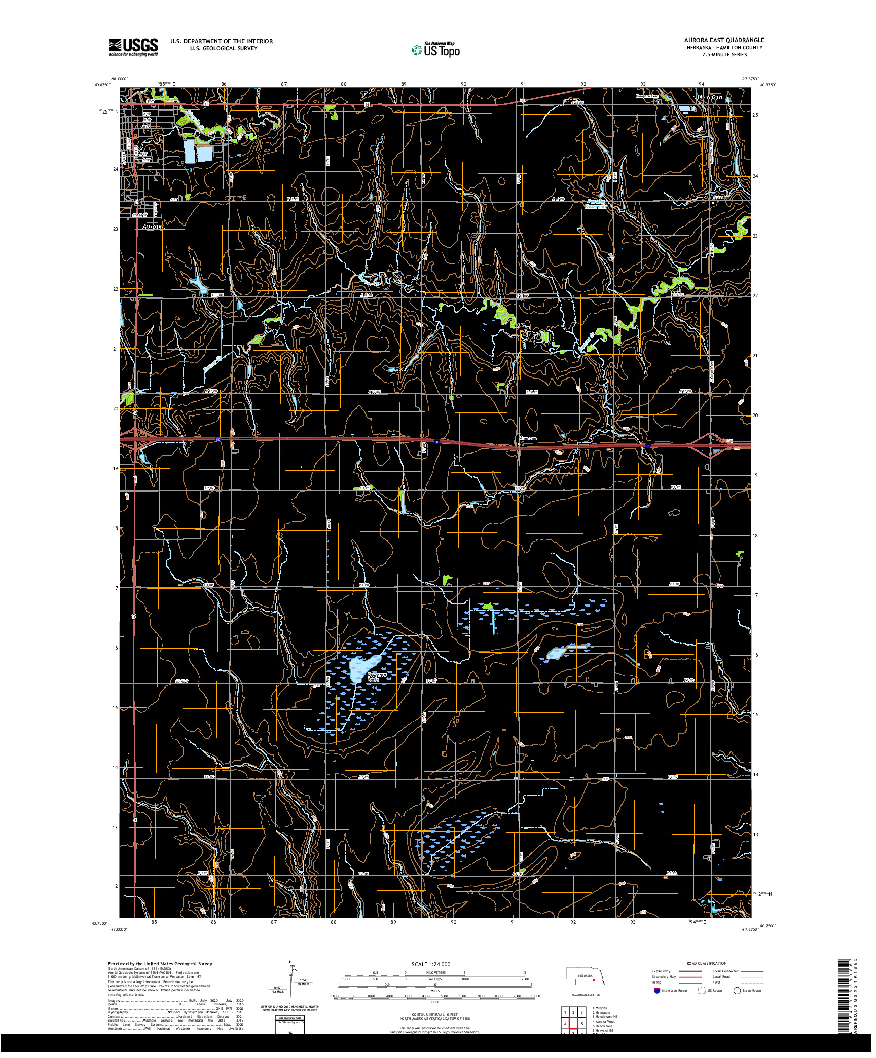 USGS US TOPO 7.5-MINUTE MAP FOR AURORA EAST, NE 2021