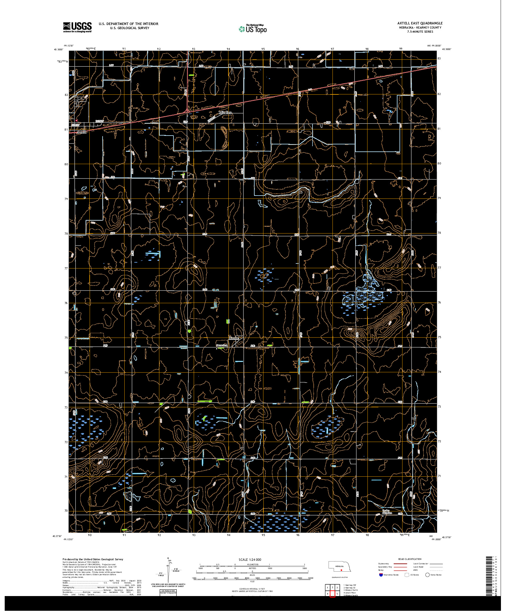 USGS US TOPO 7.5-MINUTE MAP FOR AXTELL EAST, NE 2021